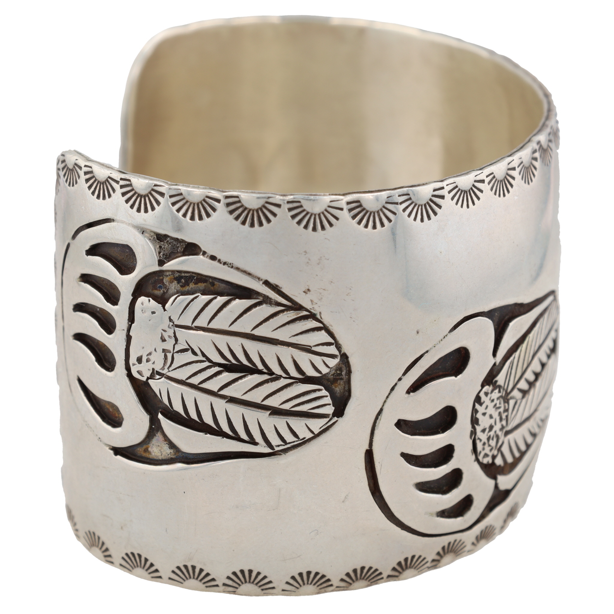 Signed Navajo Sterling Bear Paw Cuff Bracelet