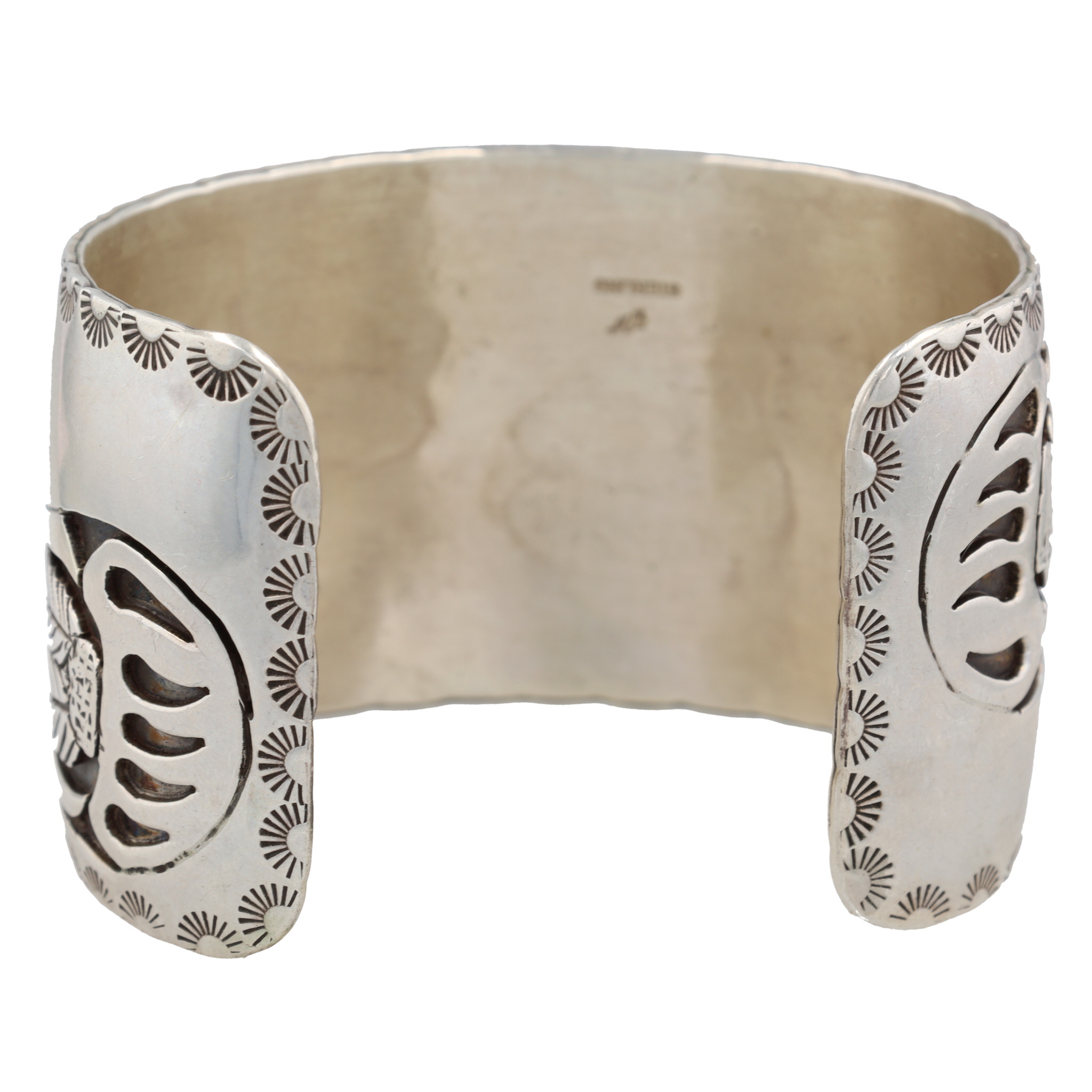 Signed Navajo Sterling Bear Paw Cuff Bracelet