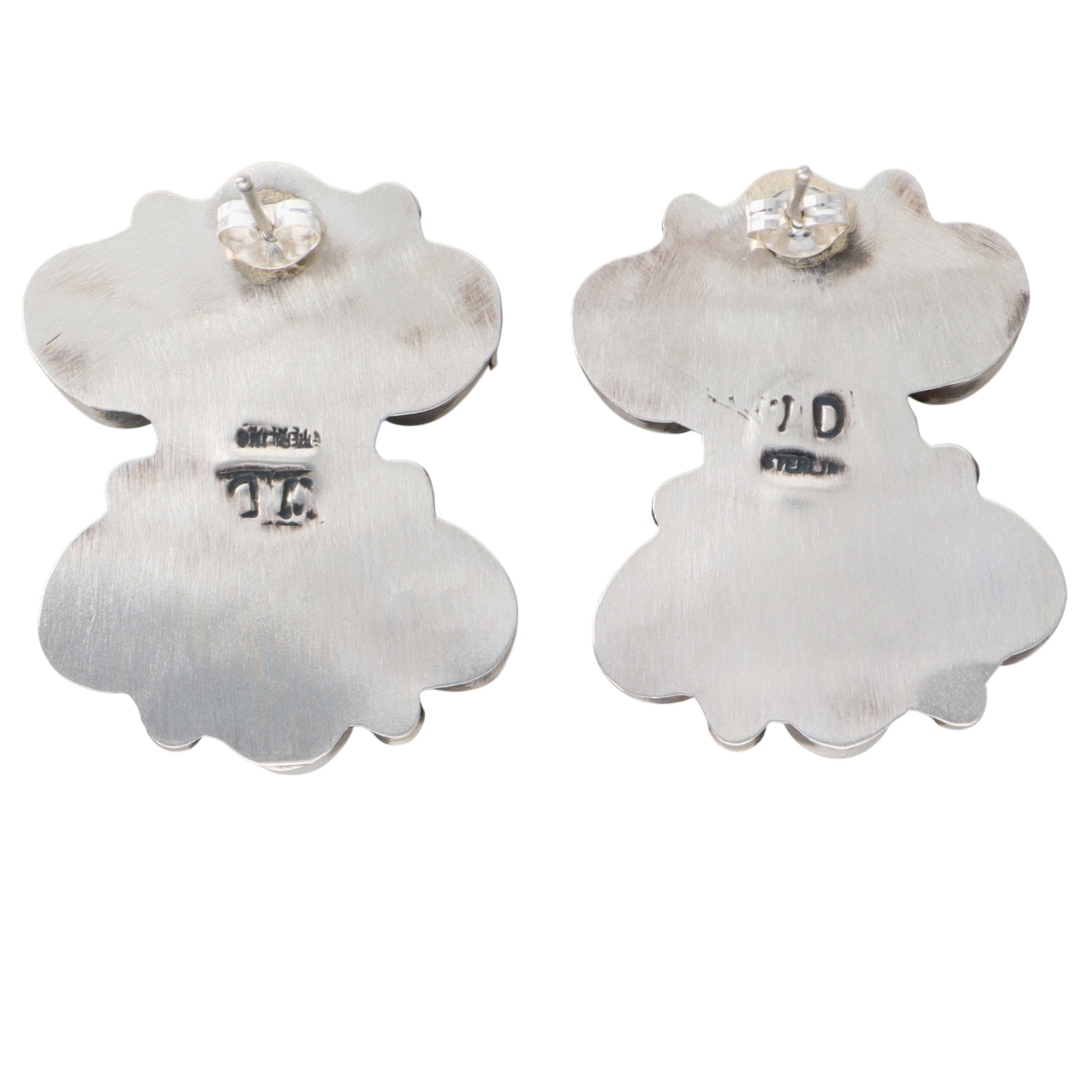 Wilson Dawes Navajo Sterling Cloud Mountain Turquoise Cluster Earrings
