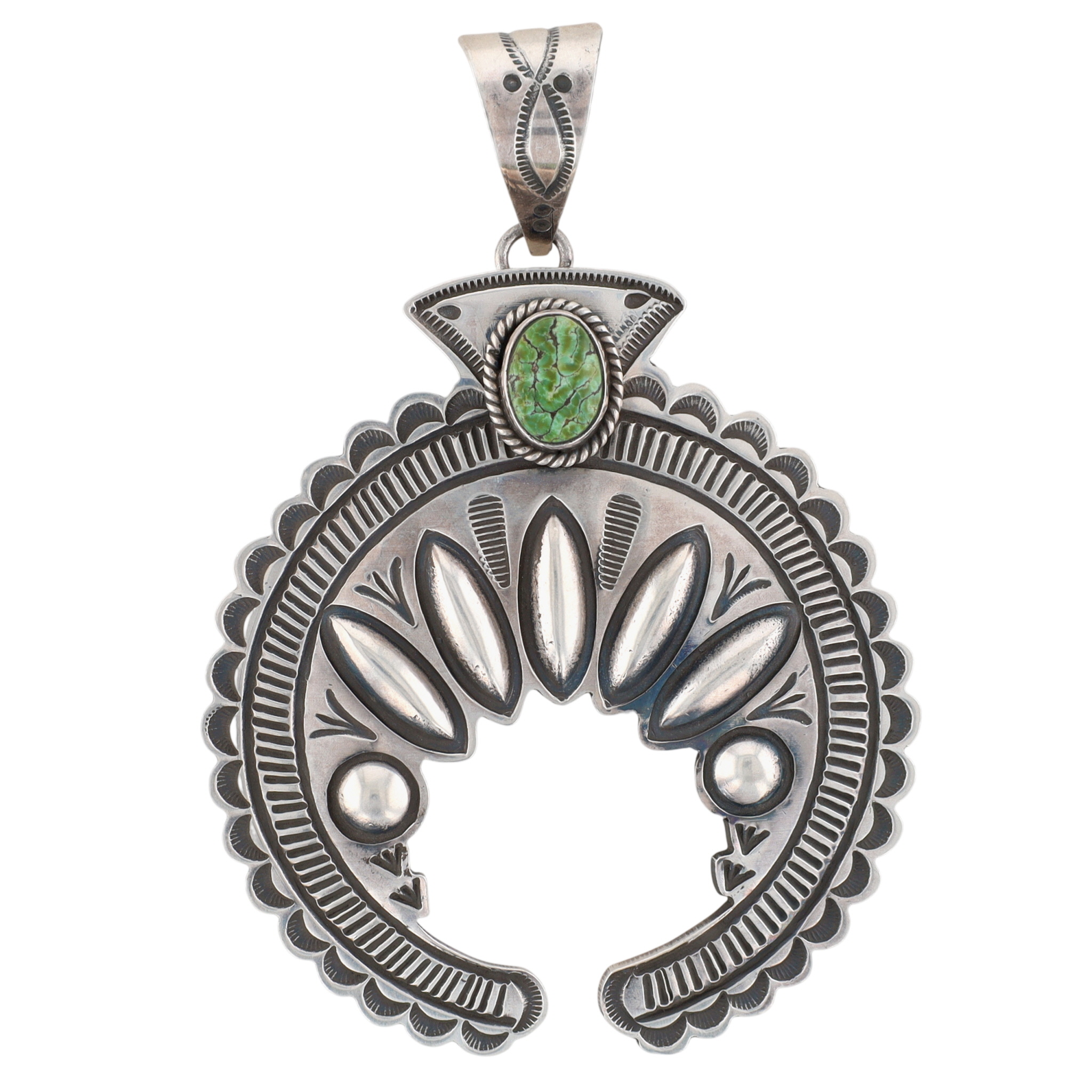 Alex Sanchez Navajo Sterling Sonoran Gold Turquoise Naja Pendant