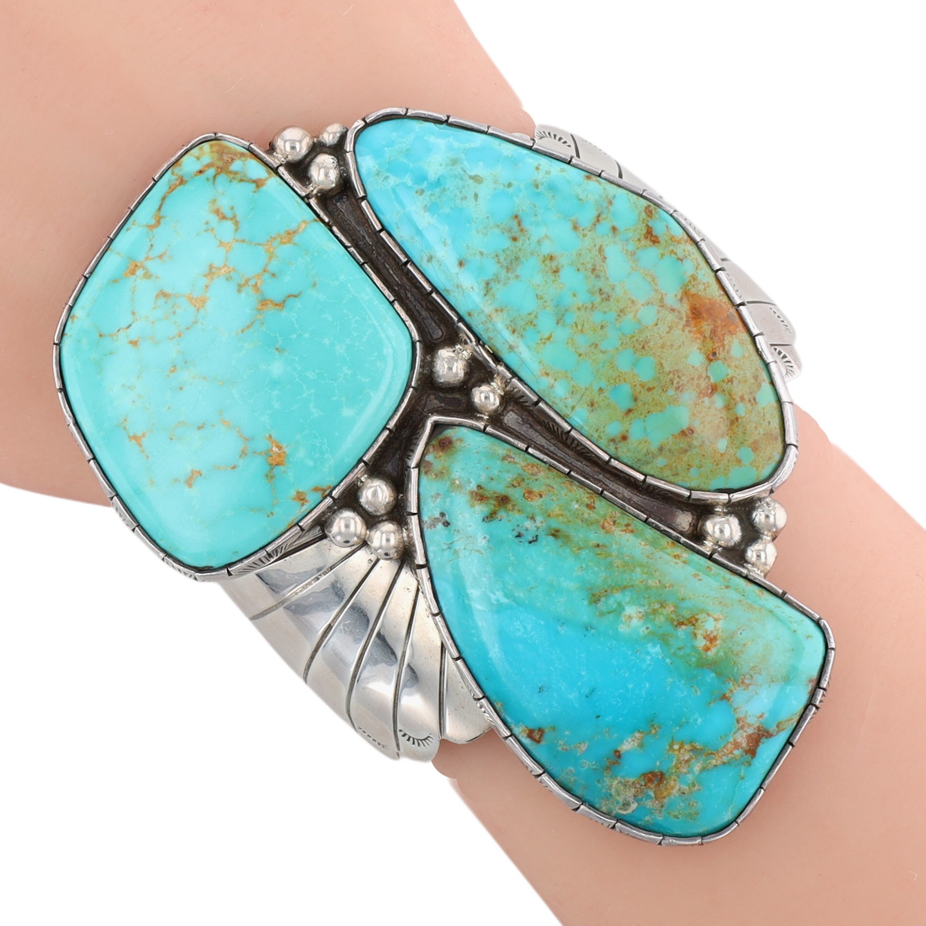 Huge M. Guerro Navajo Sterling Turquoise Cuff Bracelet
