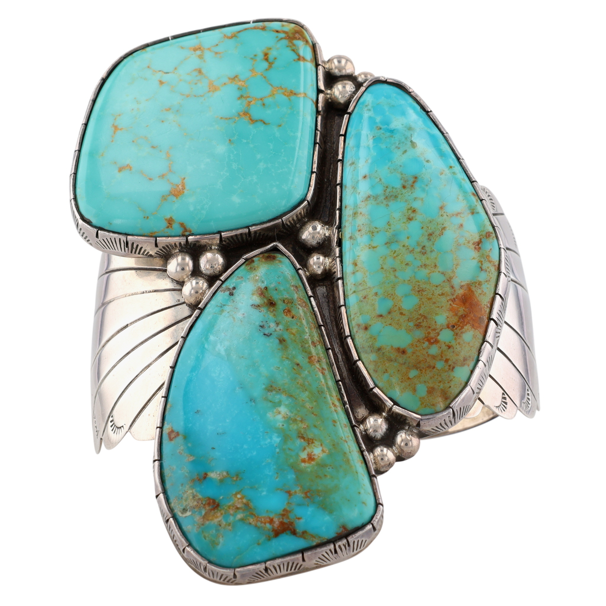 Huge M. Guerro Navajo Sterling Turquoise Cuff Bracelet