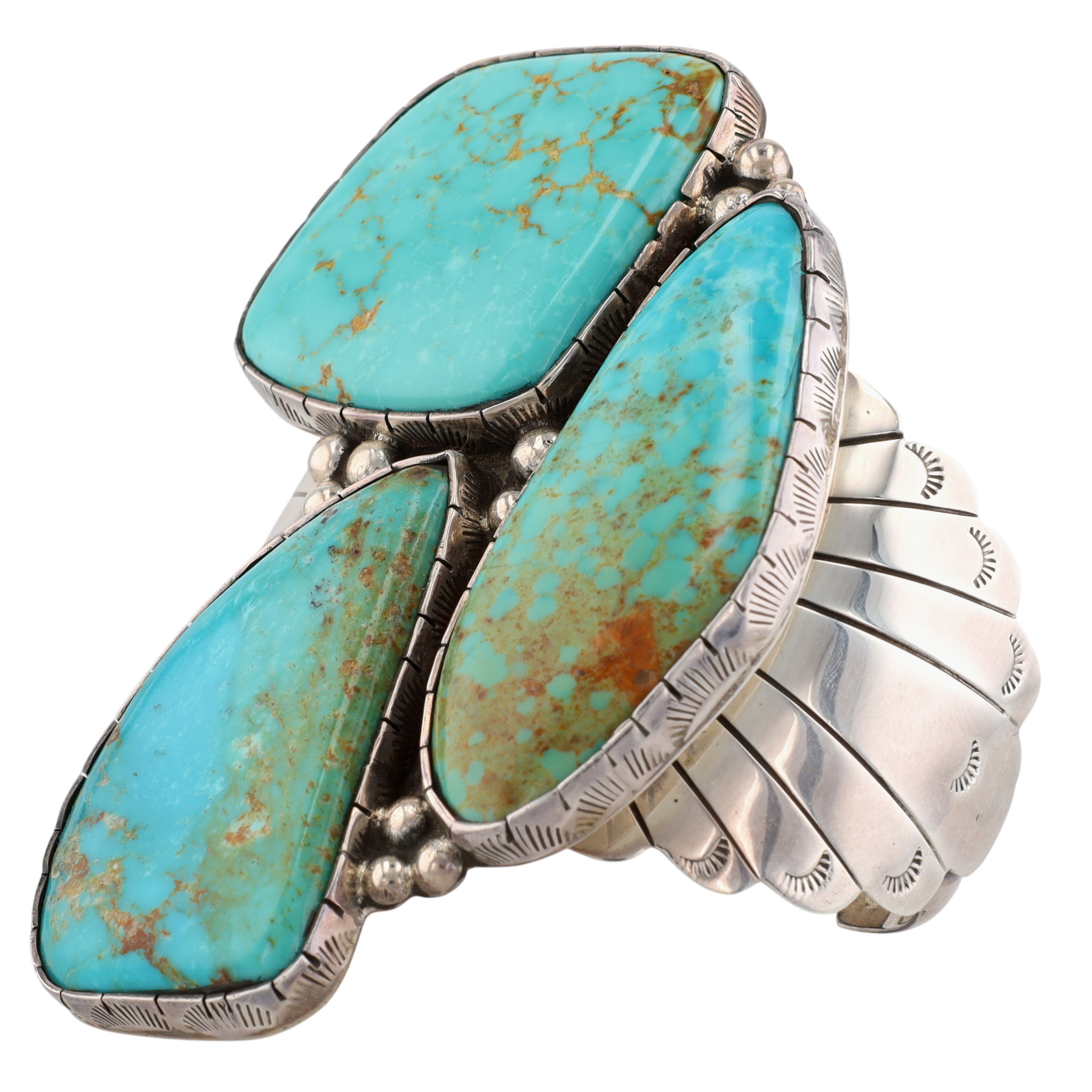 Huge M. Guerro Navajo Sterling Turquoise Cuff Bracelet