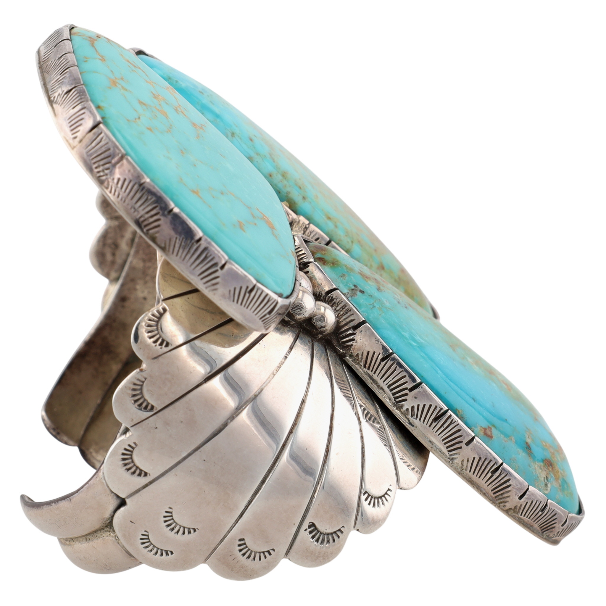 Huge M. Guerro Navajo Sterling Turquoise Cuff Bracelet