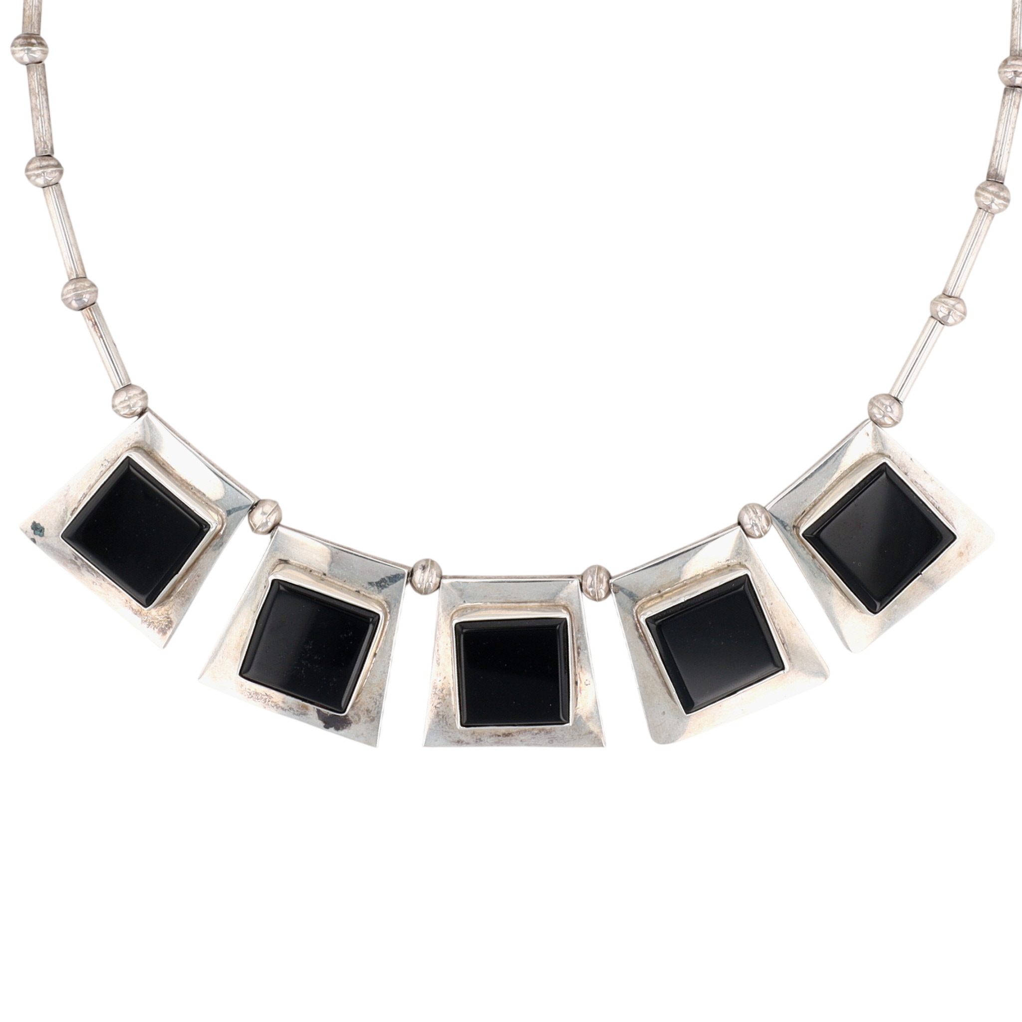 Frank & Sally Ramone Navajo Sterling Onyx Necklace