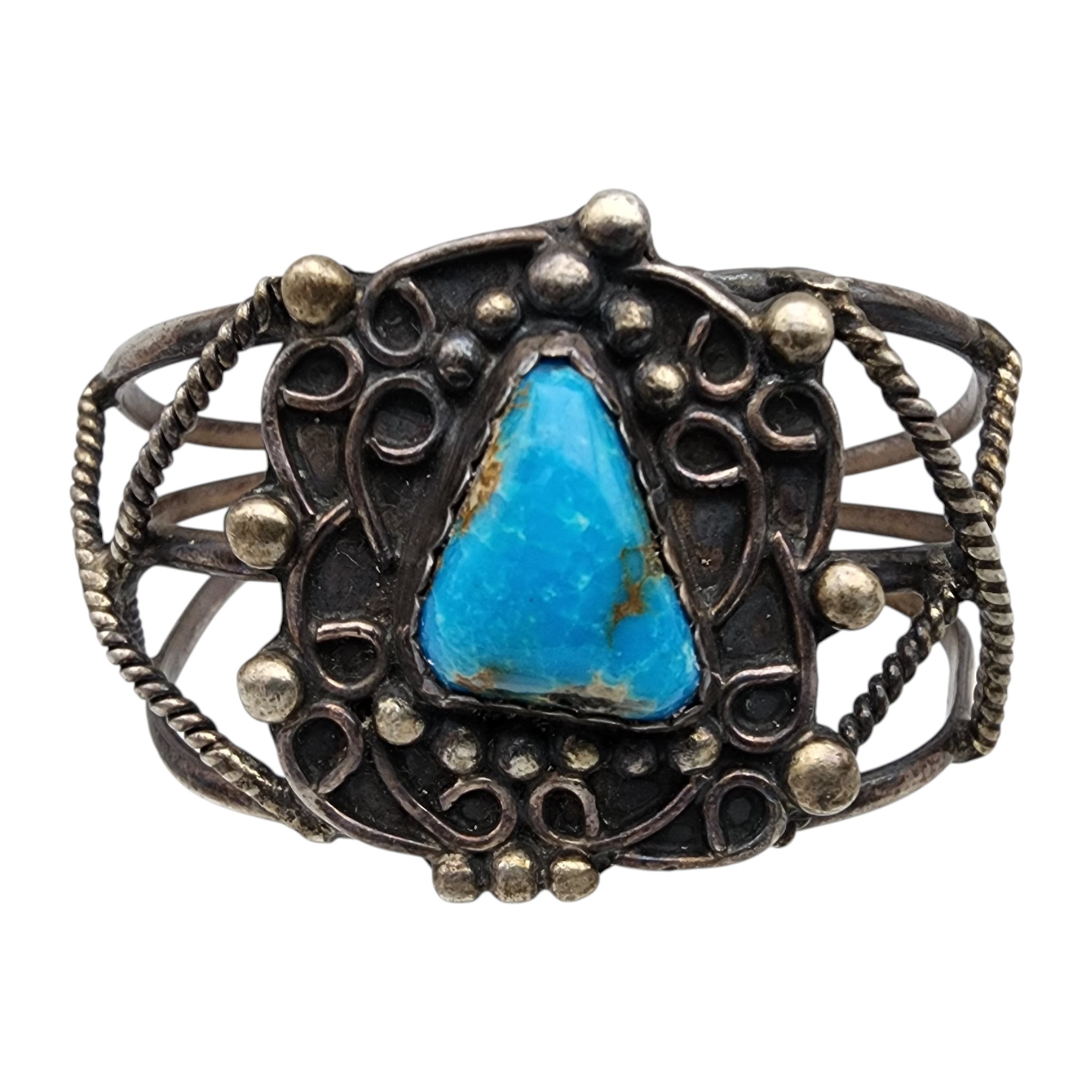 Vintage Navajo Sterling Turquoise Cuff Bracelet