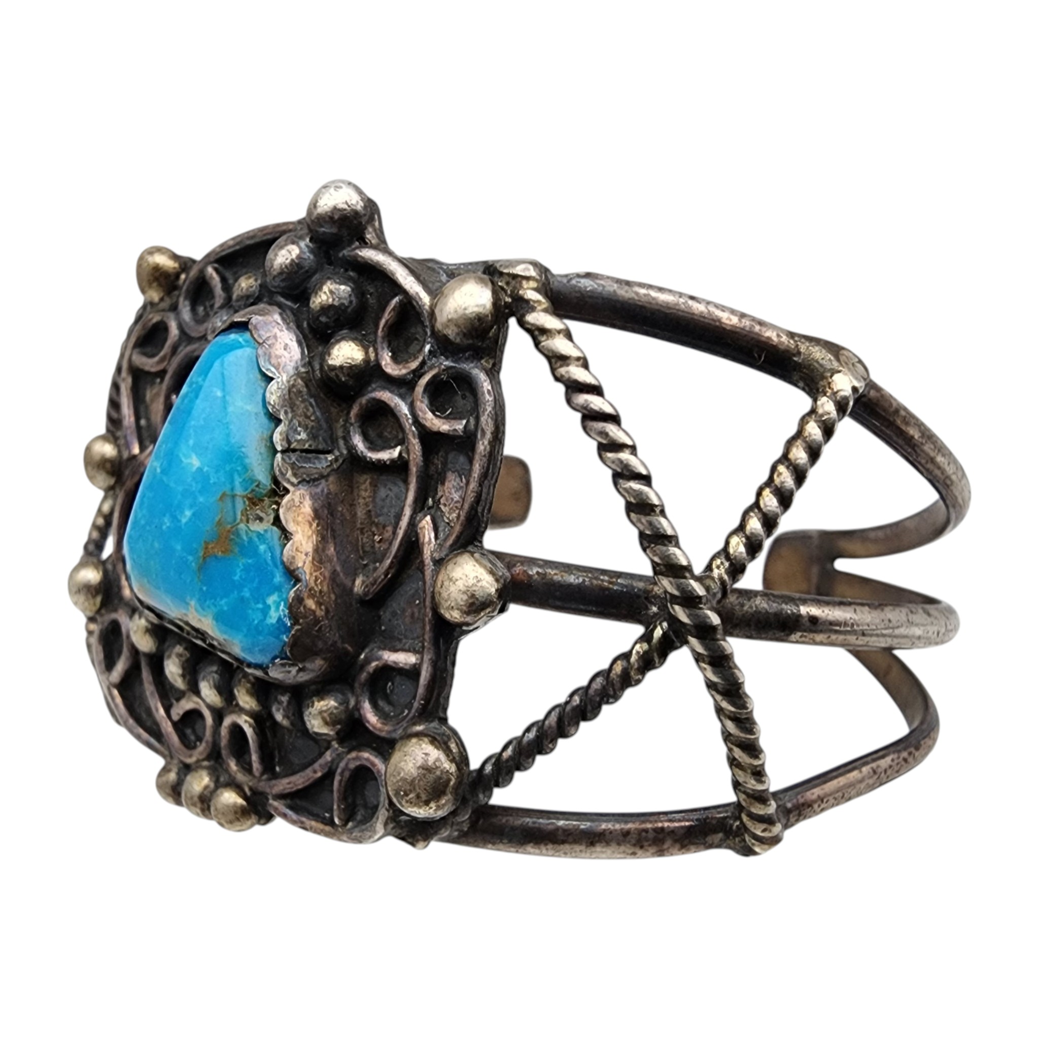 Vintage Navajo Sterling Turquoise Cuff Bracelet