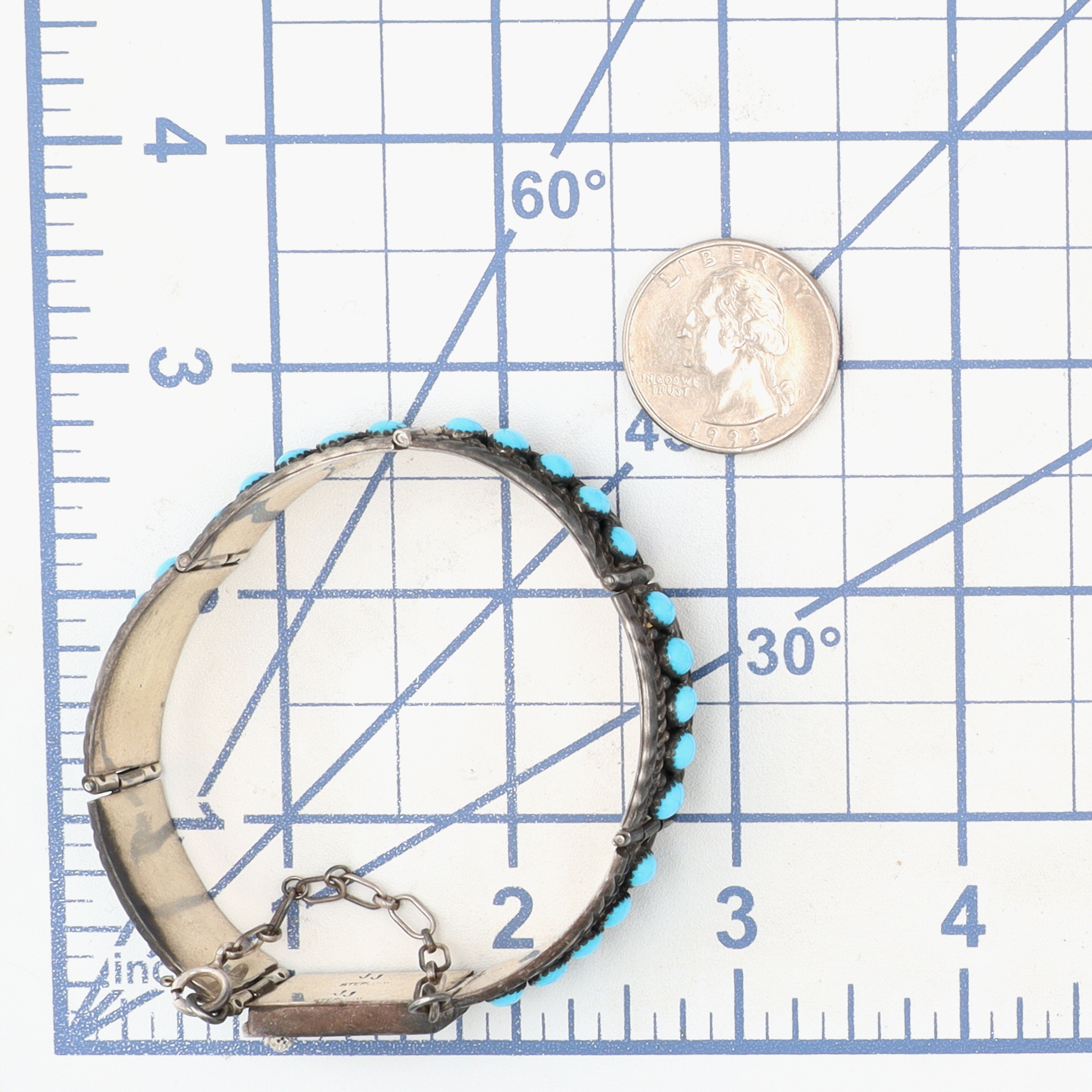 Vintage Johnny Johnson Navajo Sterling Turquoise Panel Bracelet