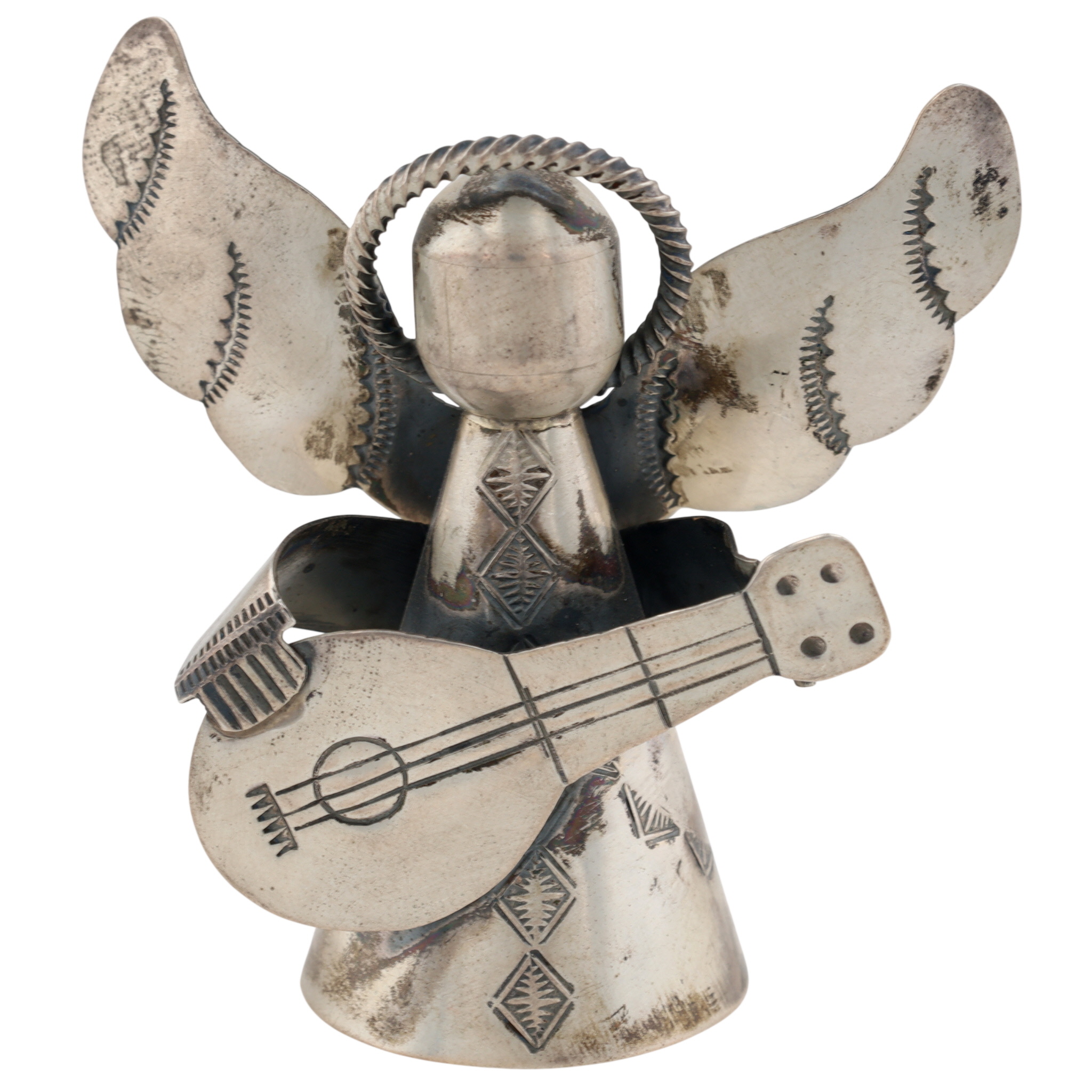 Paul Begay Navajo Sterling Stamped Angel Bell Figurine