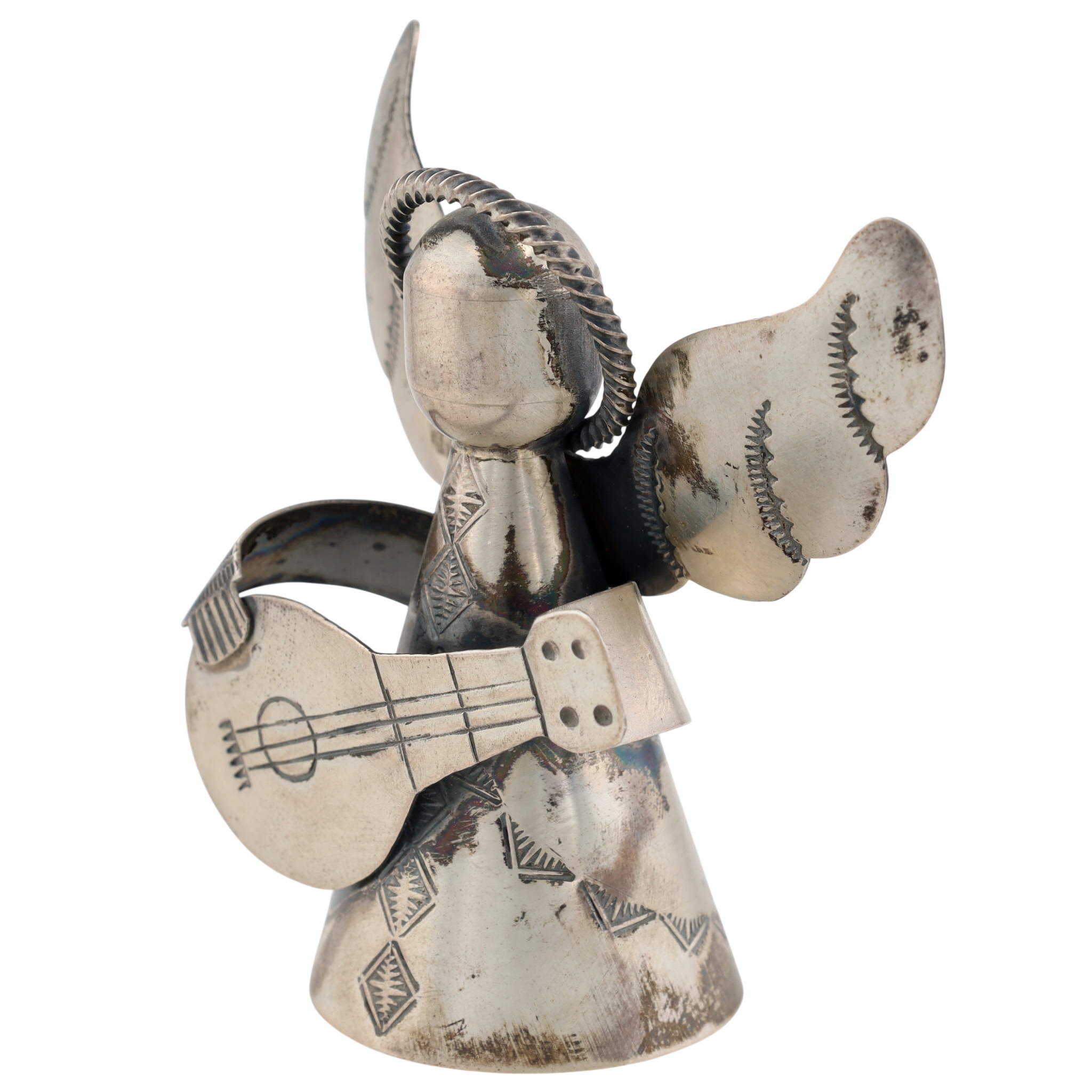Paul Begay Navajo Sterling Stamped Angel Bell Figurine