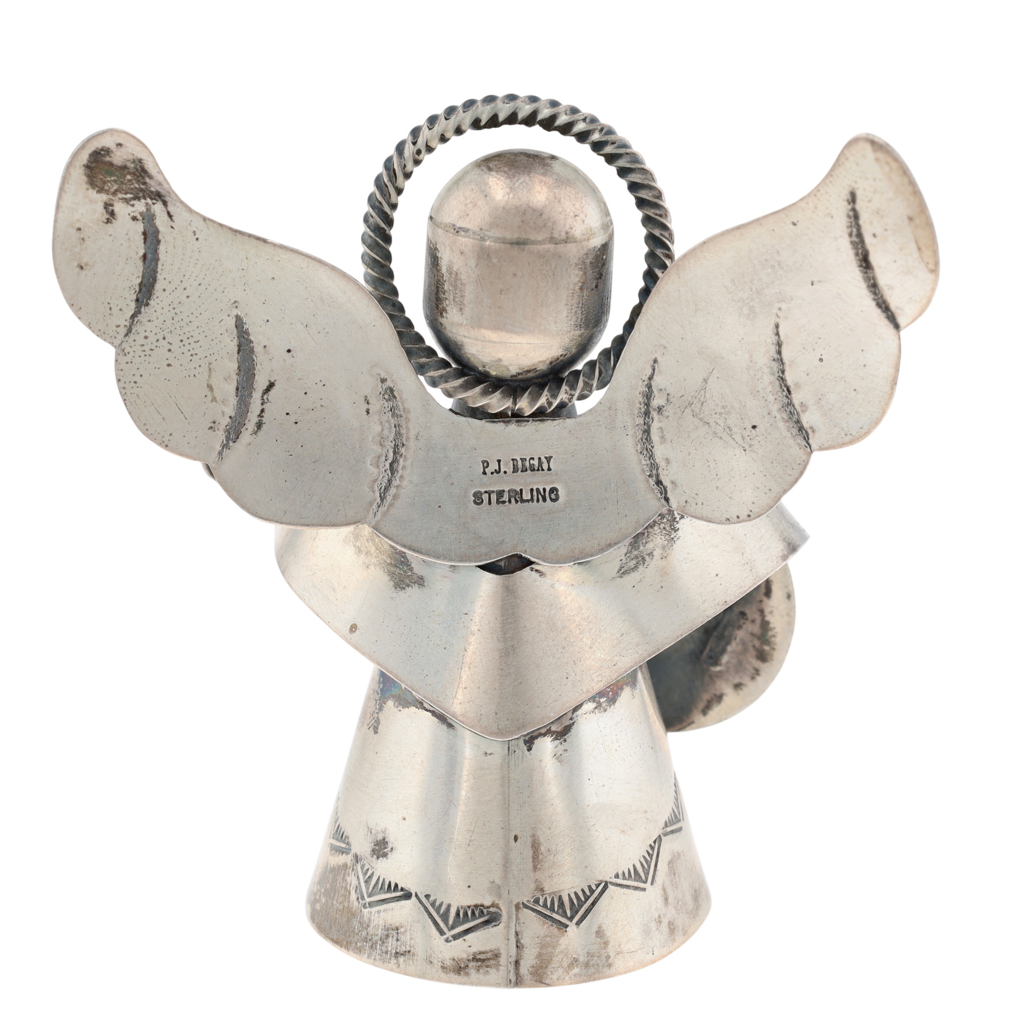 Paul Begay Navajo Sterling Stamped Angel Bell Figurine