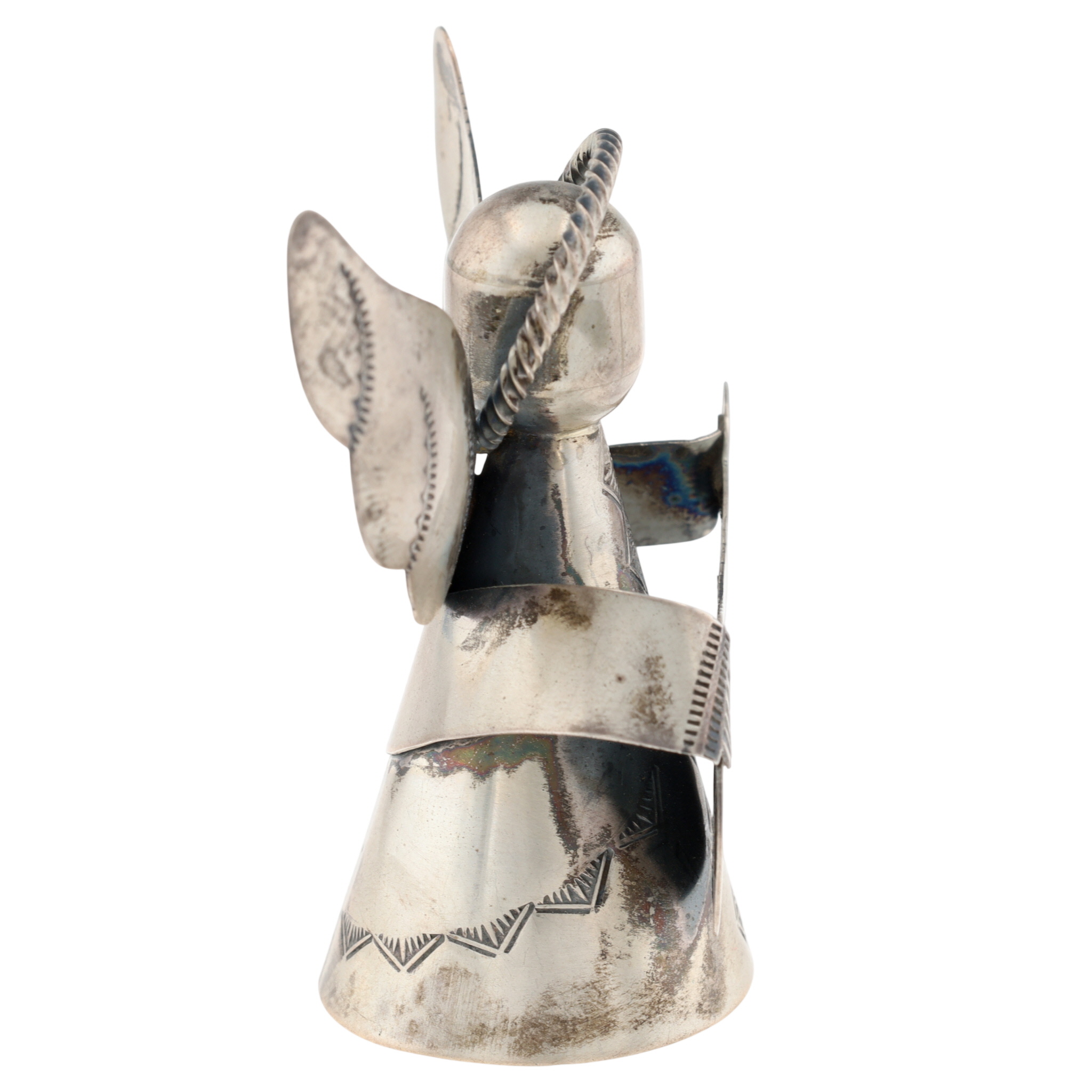 Paul Begay Navajo Sterling Stamped Angel Bell Figurine