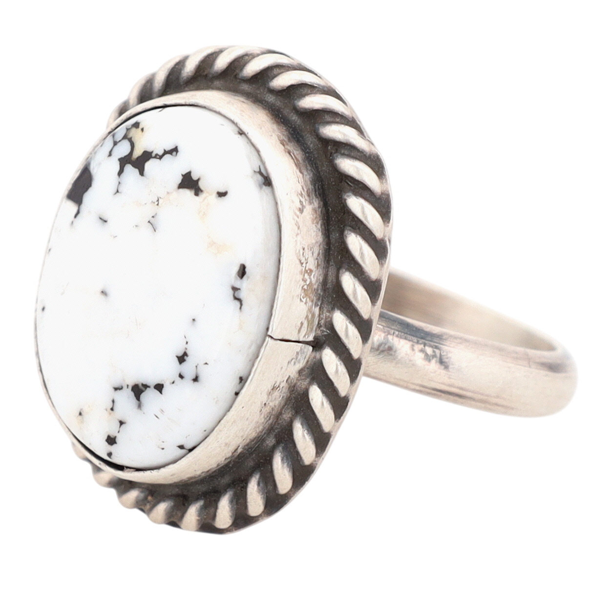 Judith Dixon Navajo Sterling White Buffalo Adjustable Ring
