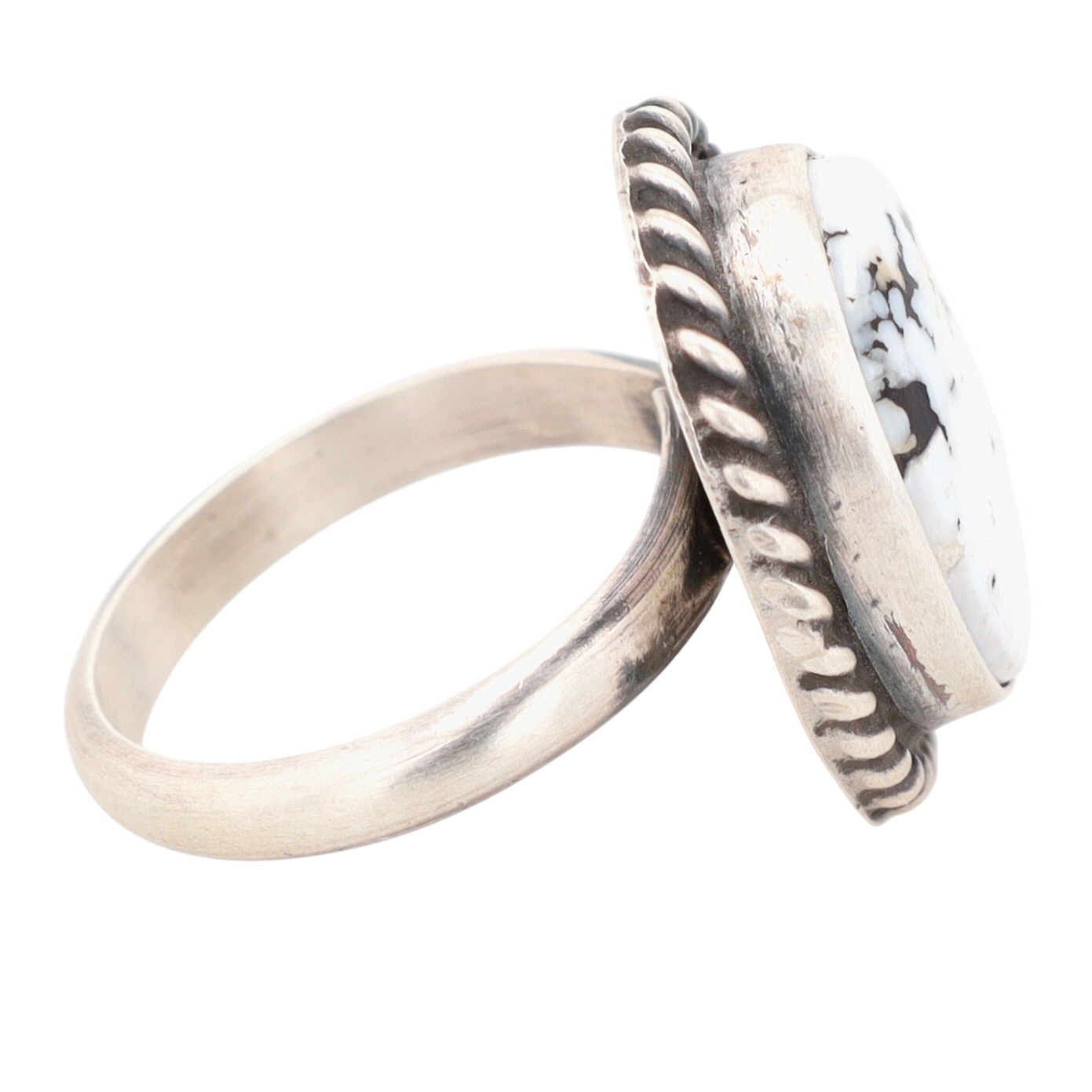 Judith Dixon Navajo Sterling White Buffalo Adjustable Ring