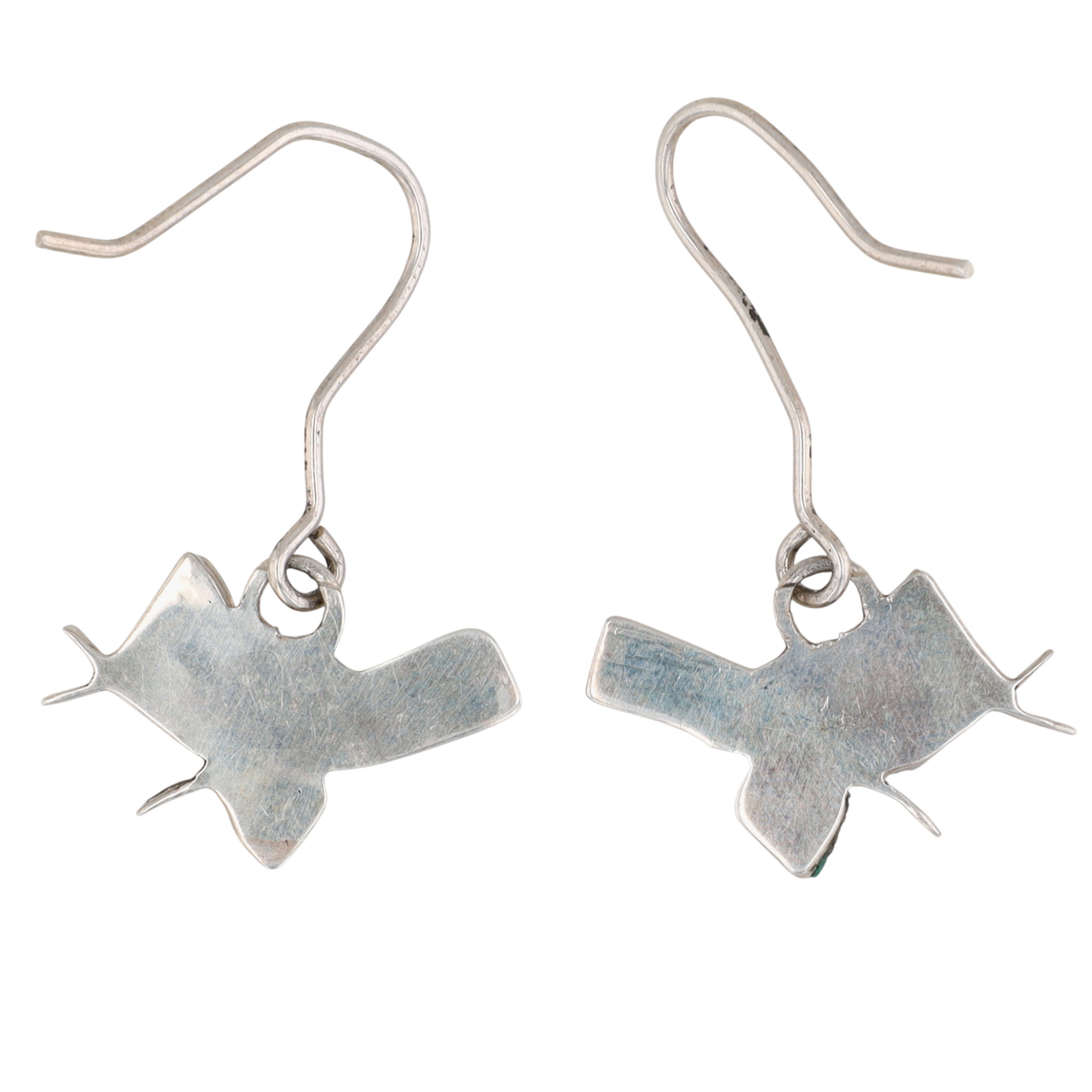 Stephen Lonjose Zuni Sterling Carved Bird Earrings