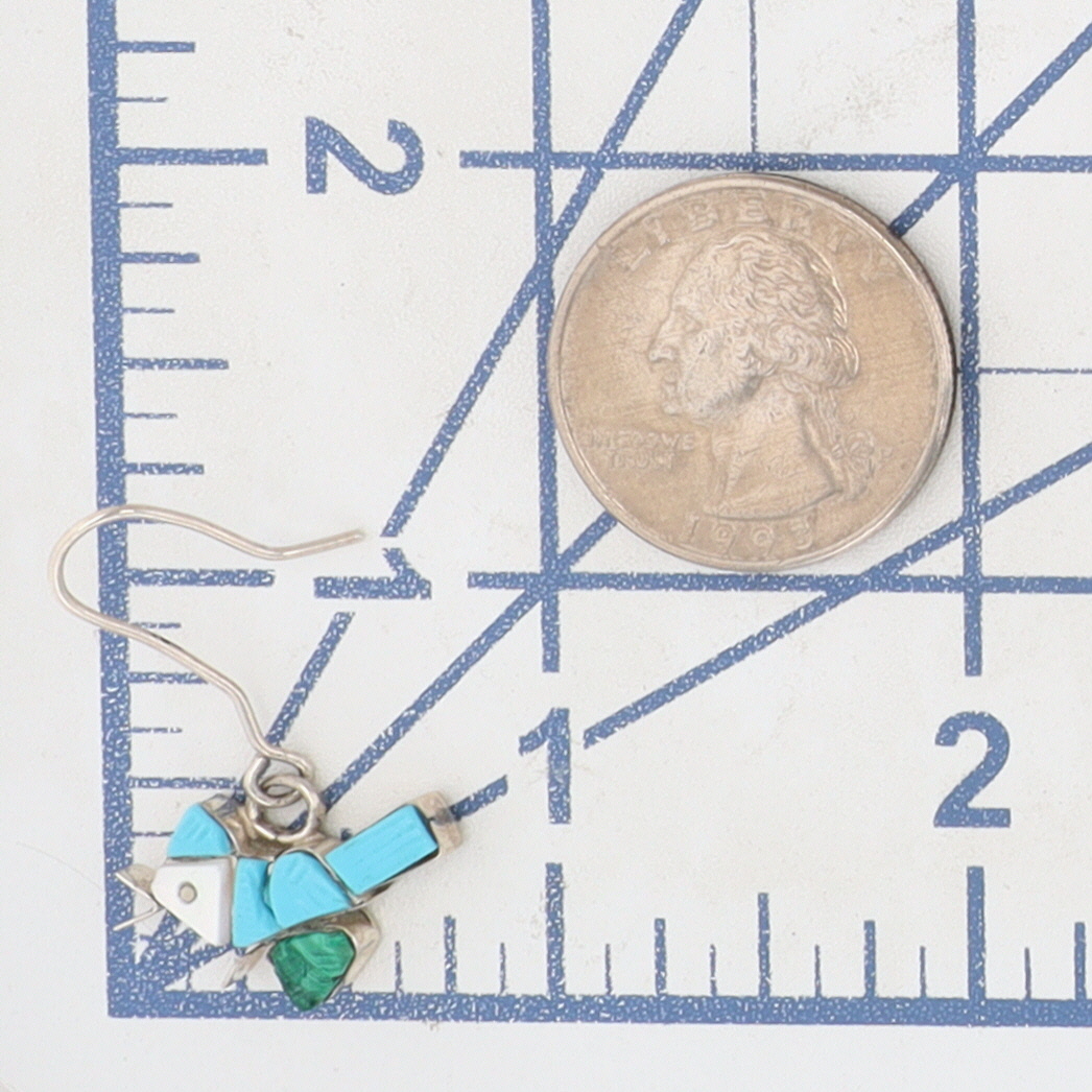 Stephen Lonjose Zuni Sterling Carved Bird Earrings