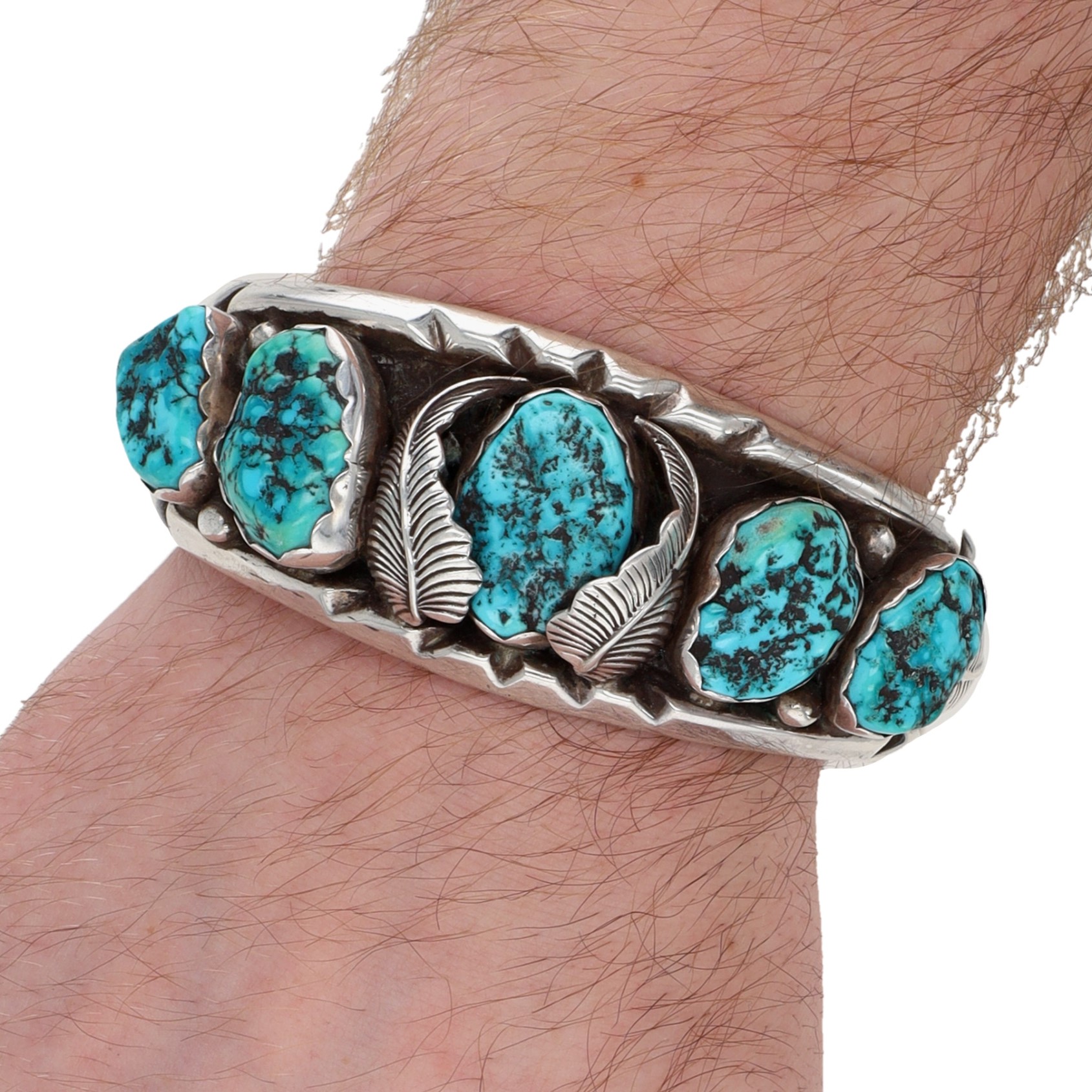 Les Baker Shop Sterling Turquoise Cuff Bracelet