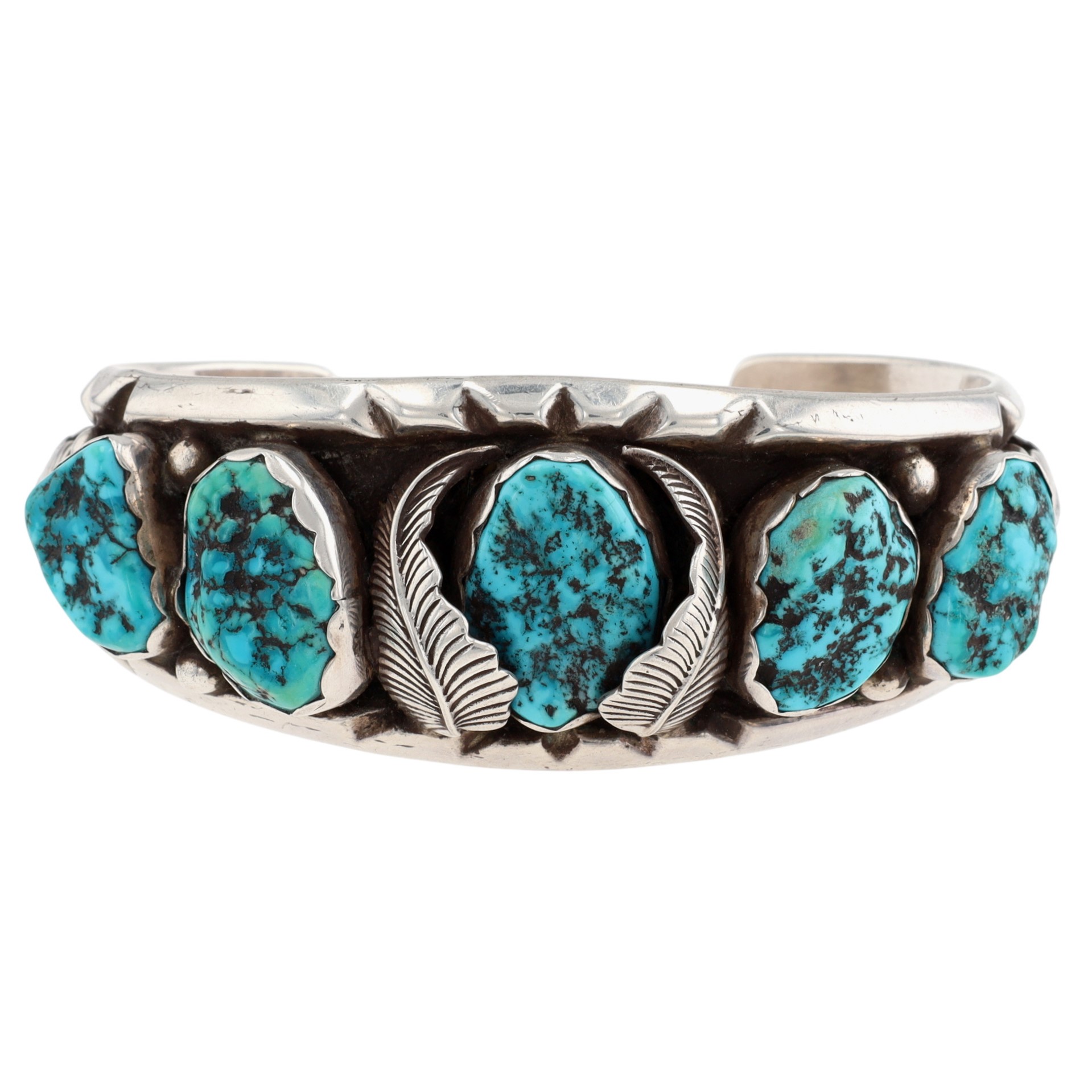 Les Baker Shop Sterling Turquoise Cuff Bracelet