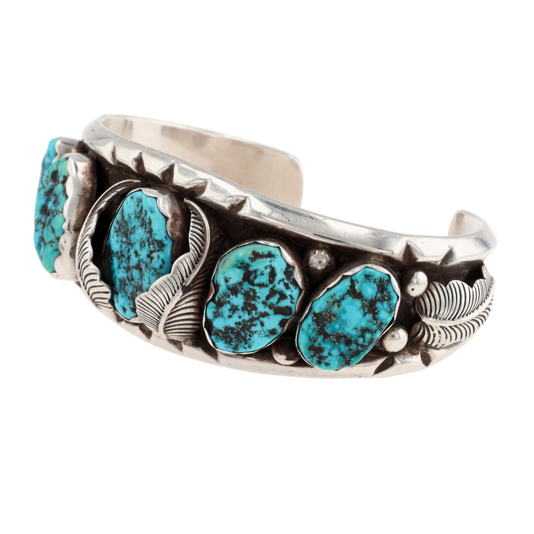 Les Baker Shop Sterling Turquoise Cuff Bracelet