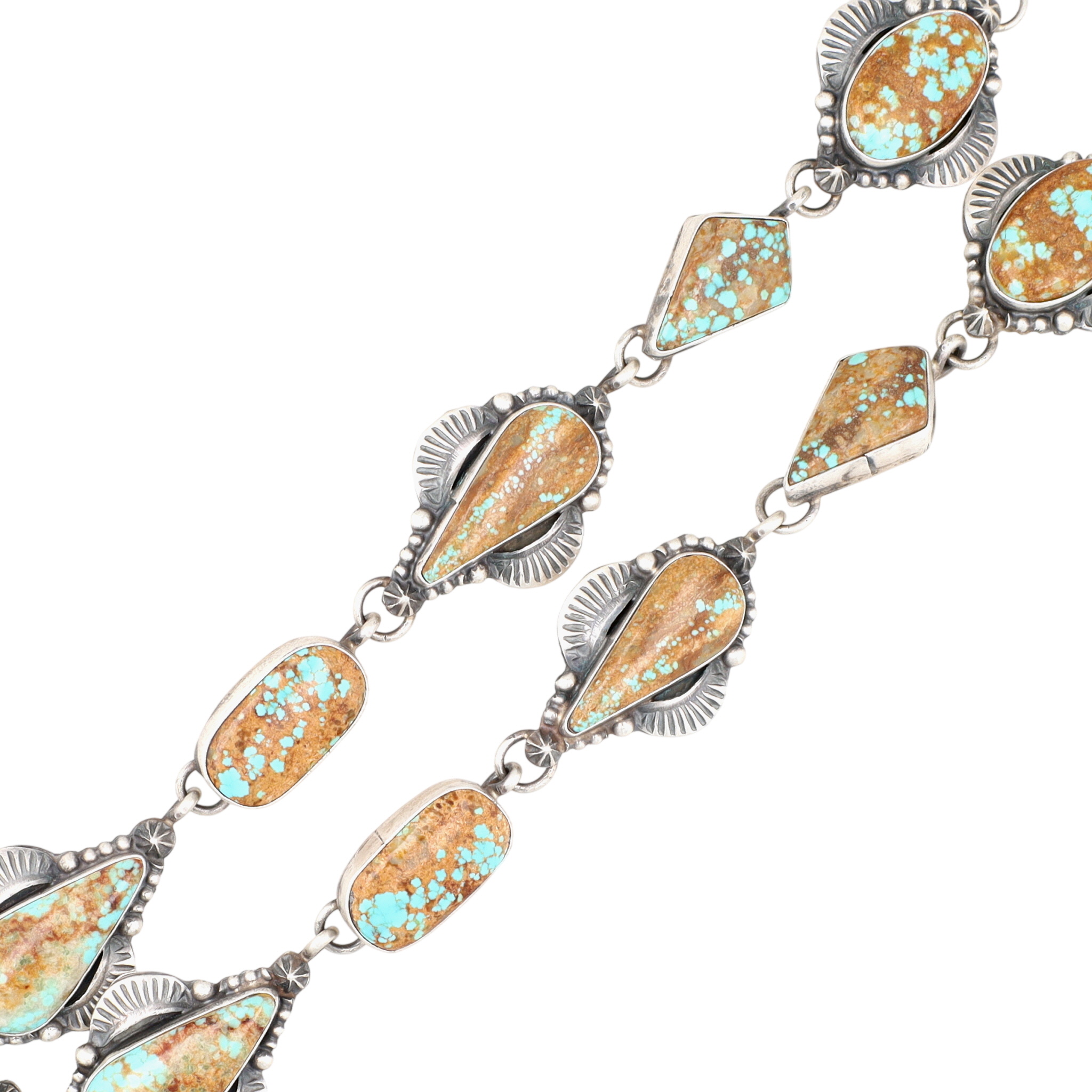 Bob Becenti Navajo Sterling #8 Turquoise Lariat Necklace