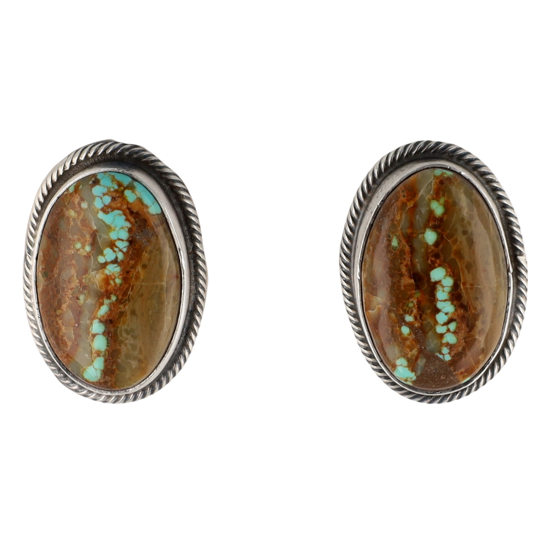 Bob Becenti Navajo Sterling #8 Turquoise Earrings