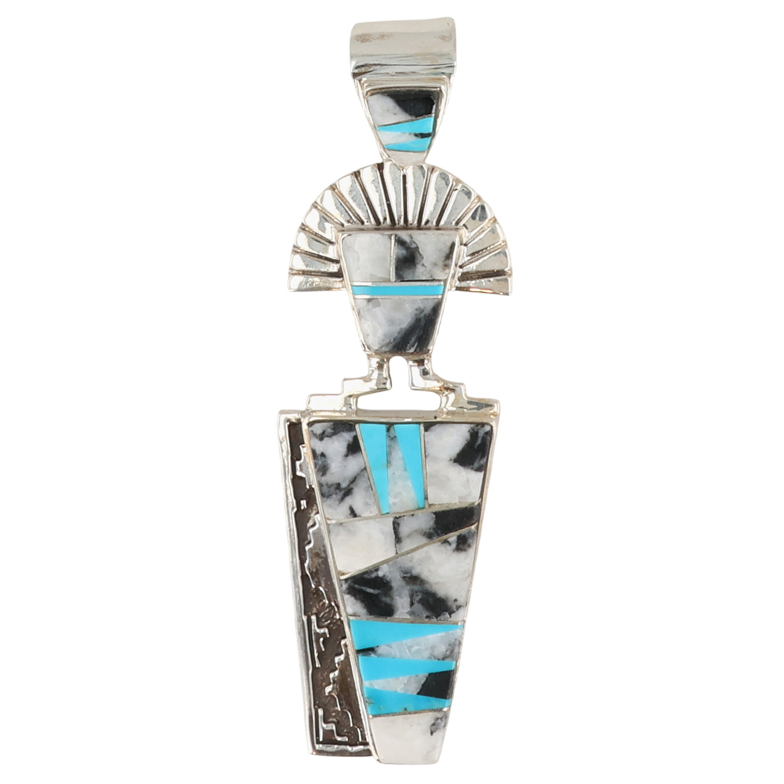 Calvin Begay Navajo Sterling Multi-Stone Inlay Kachina Pendant