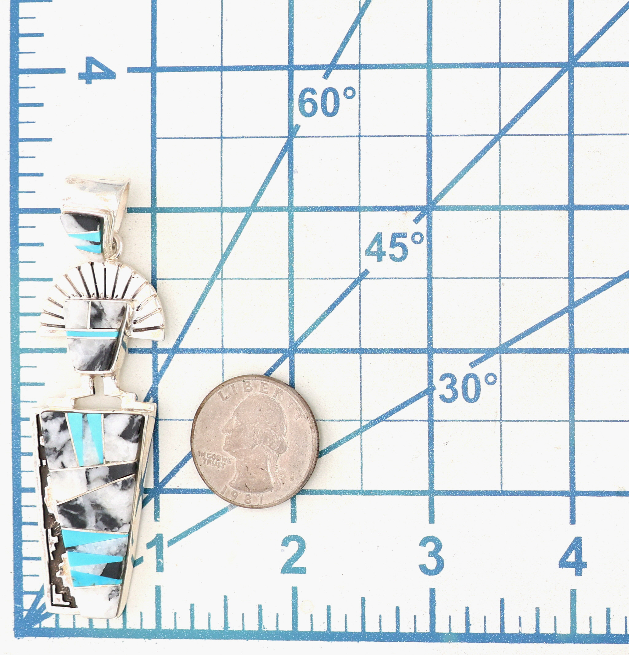 Calvin Begay Navajo Sterling Multi-Stone Inlay Kachina Pendant