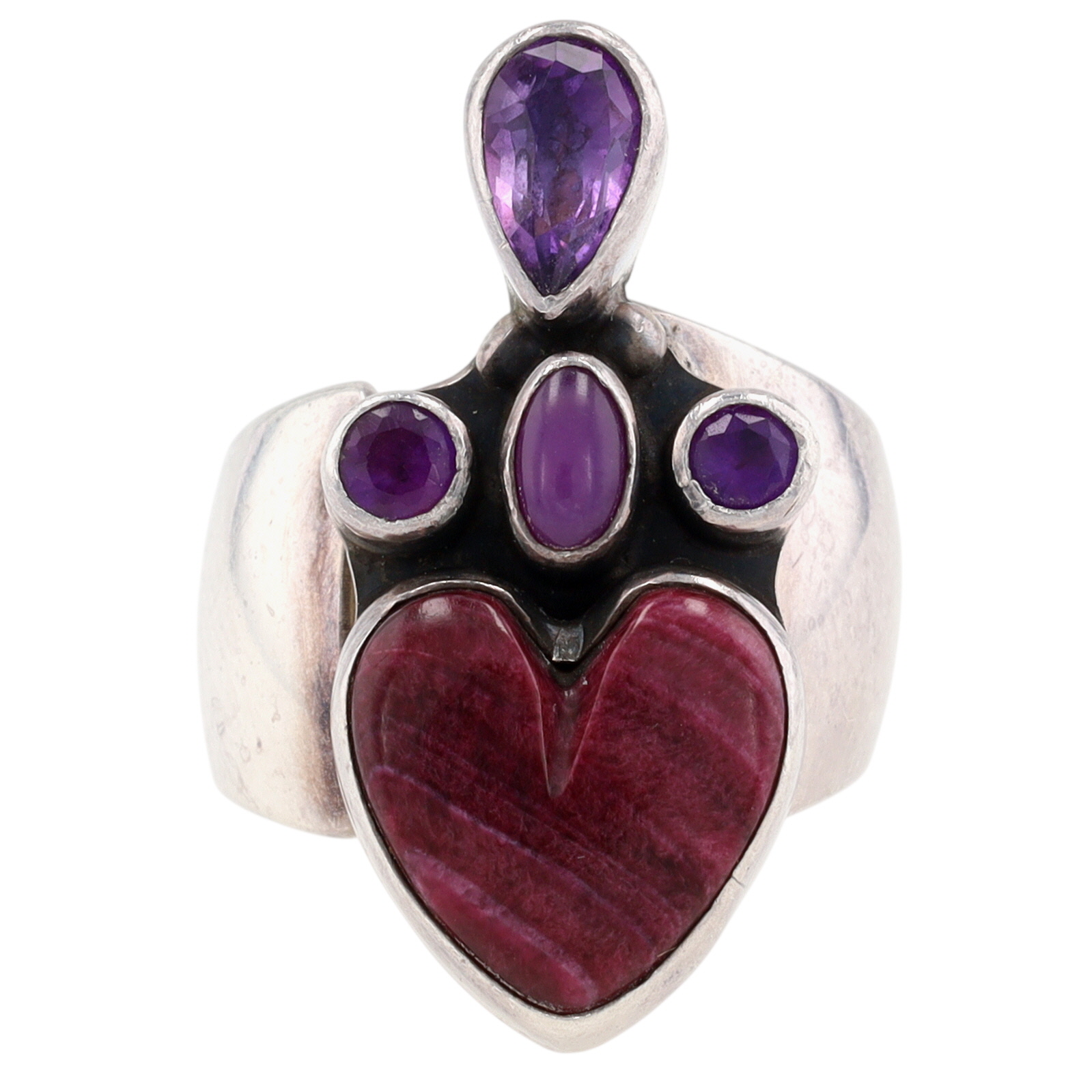 Juan Willie Navajo Sterling Purple Multi-Stone Adjustable Ring