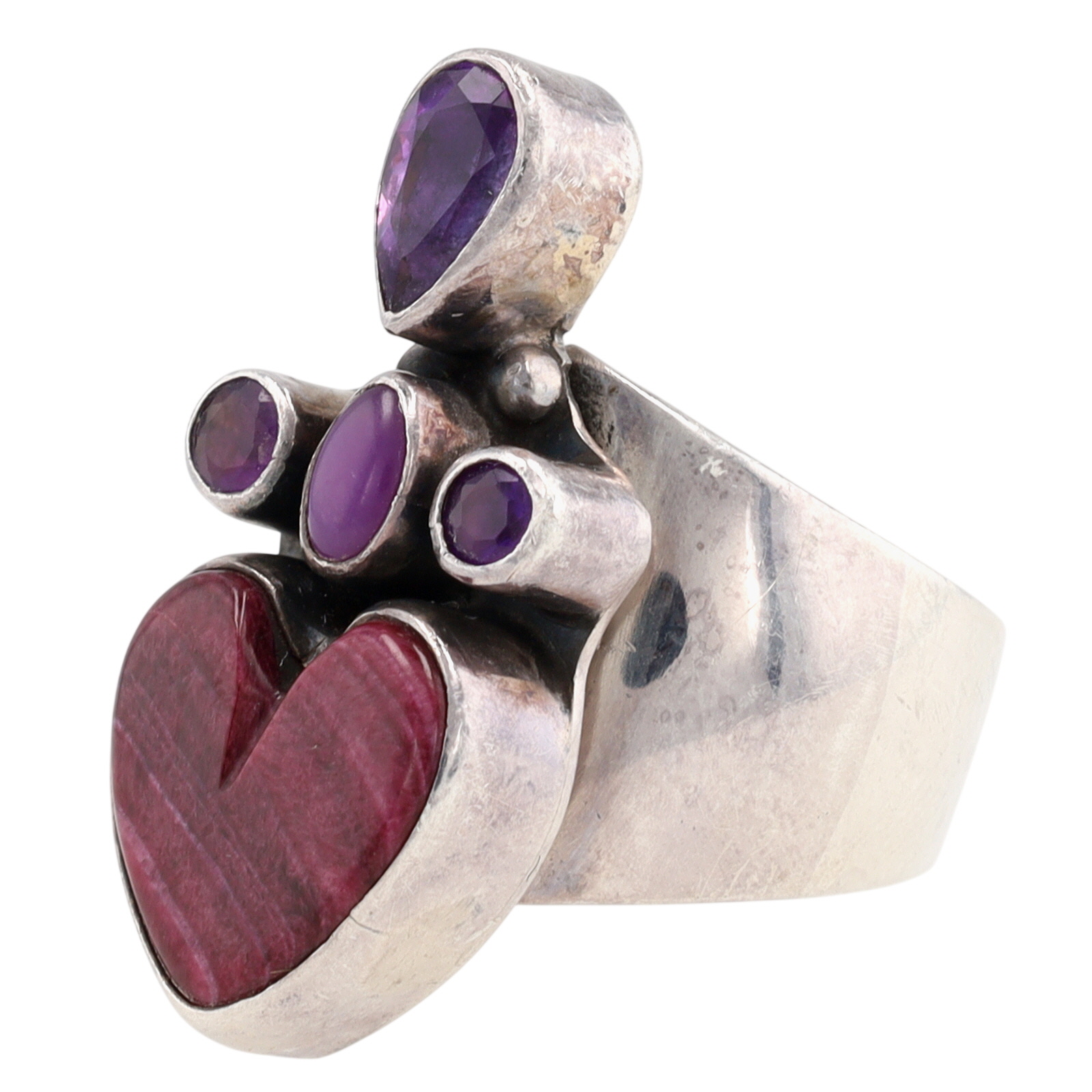 Juan Willie Navajo Sterling Purple Multi-Stone Adjustable Ring