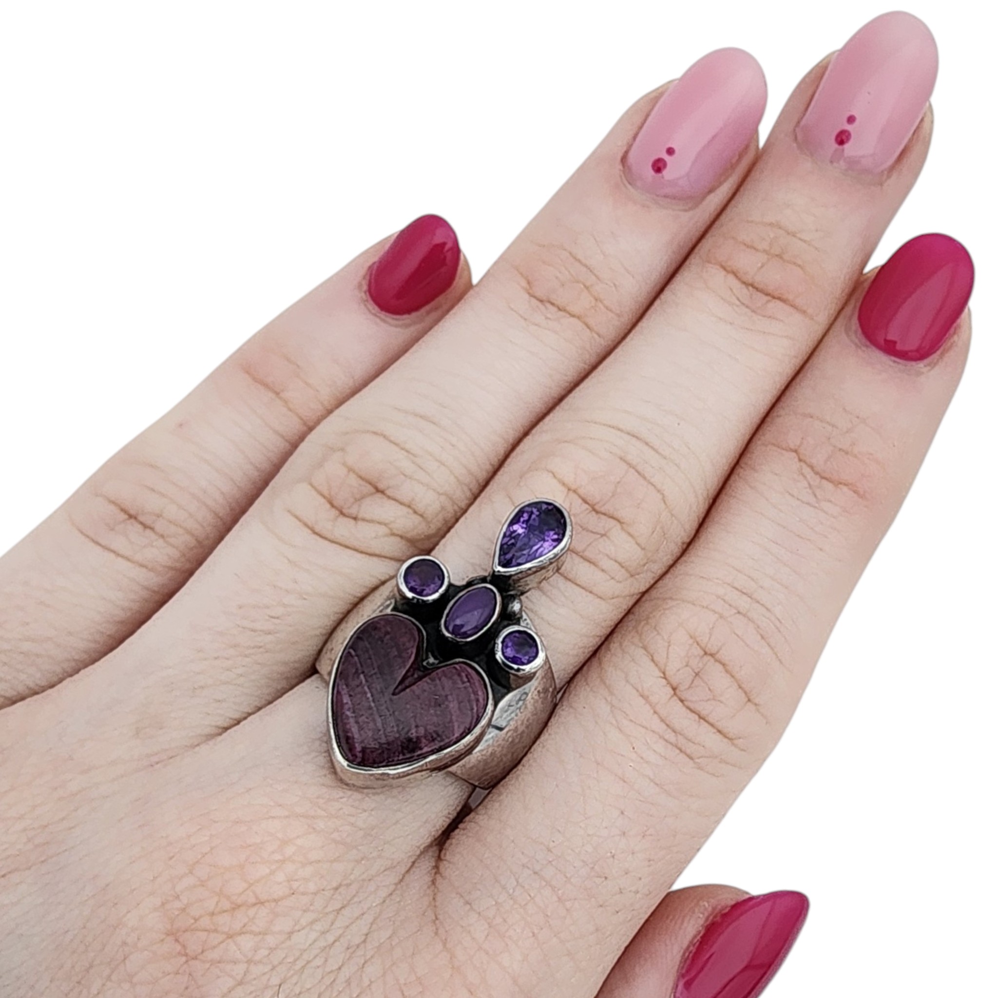Juan Willie Navajo Sterling Purple Multi-Stone Adjustable Ring