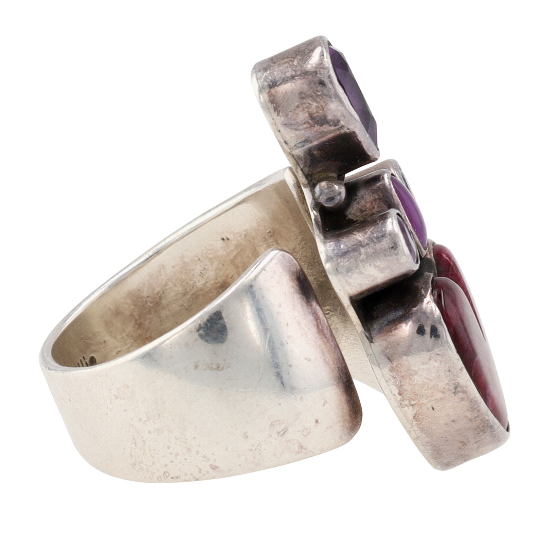 Juan Willie Navajo Sterling Purple Multi-Stone Adjustable Ring