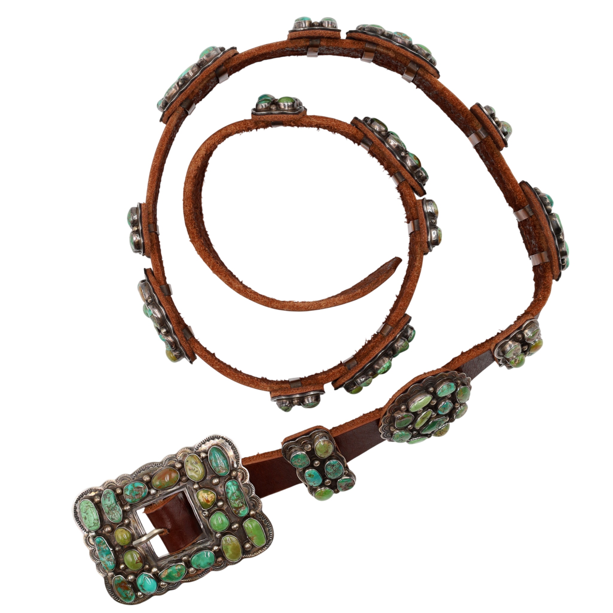 Outstanding Daniel Martinez Navajo Sterling Turquoise Cluster Concho Belt