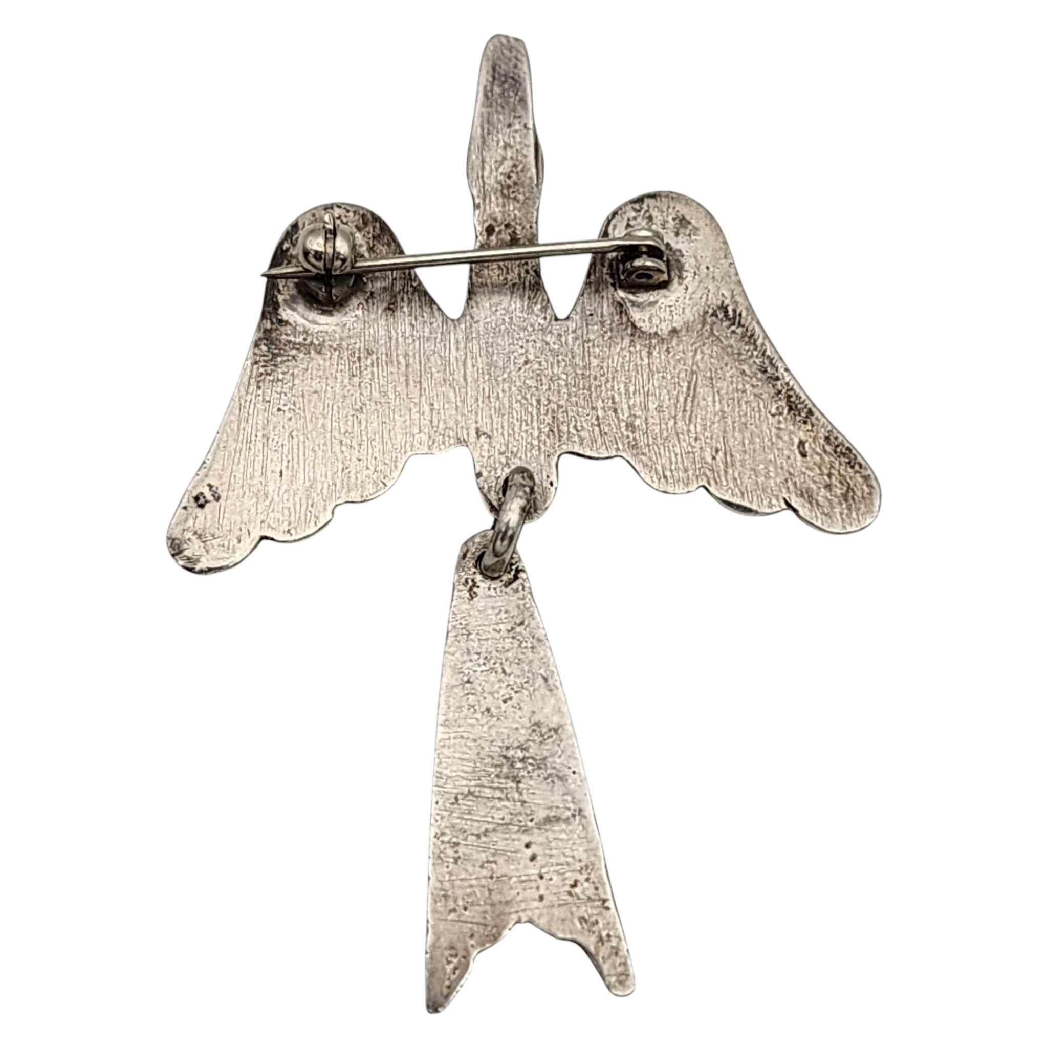 Vintage Navajo Sterling Stamped Peyote Bird Dangle Brooch