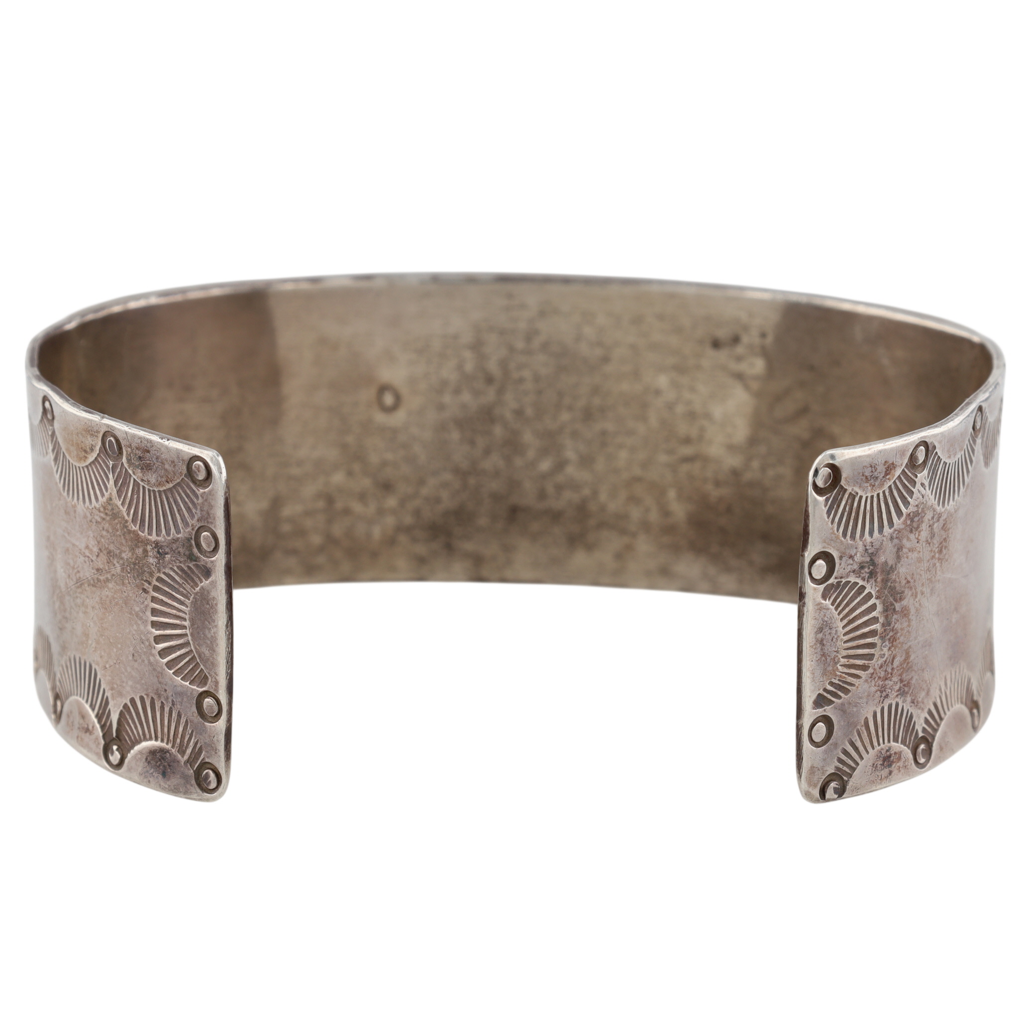 Orson & Sharon Naktewa Zuni Sterling Turquoise Fish Scale Inlay Cuff Bracelet