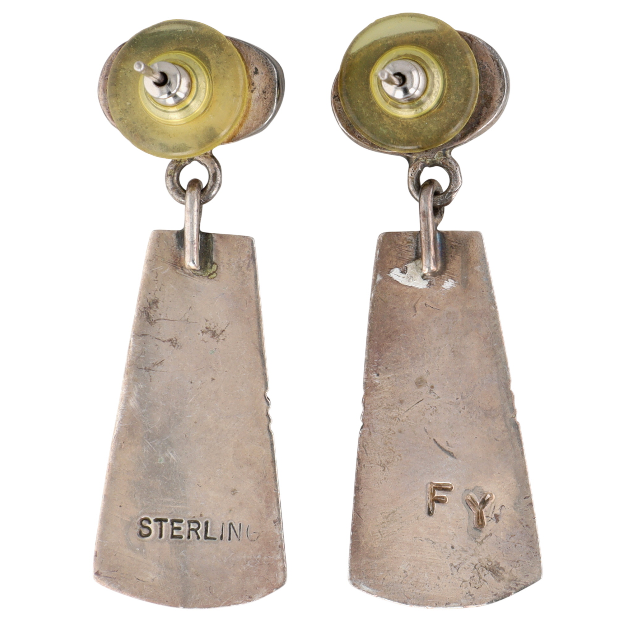 Signed Navajo Sterling Multi-Stone Inlay Earrings