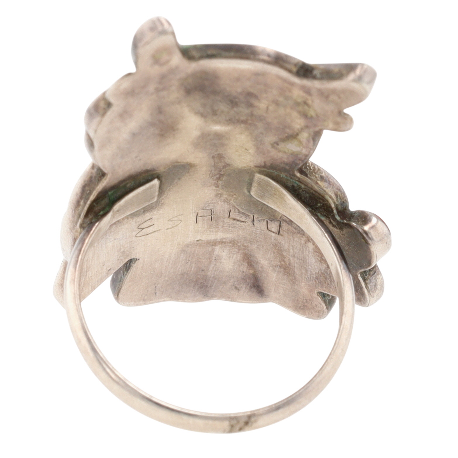 Seferino Esalio Zuni Sterling Multi-Stone Inlay Owl Ring Sz 7