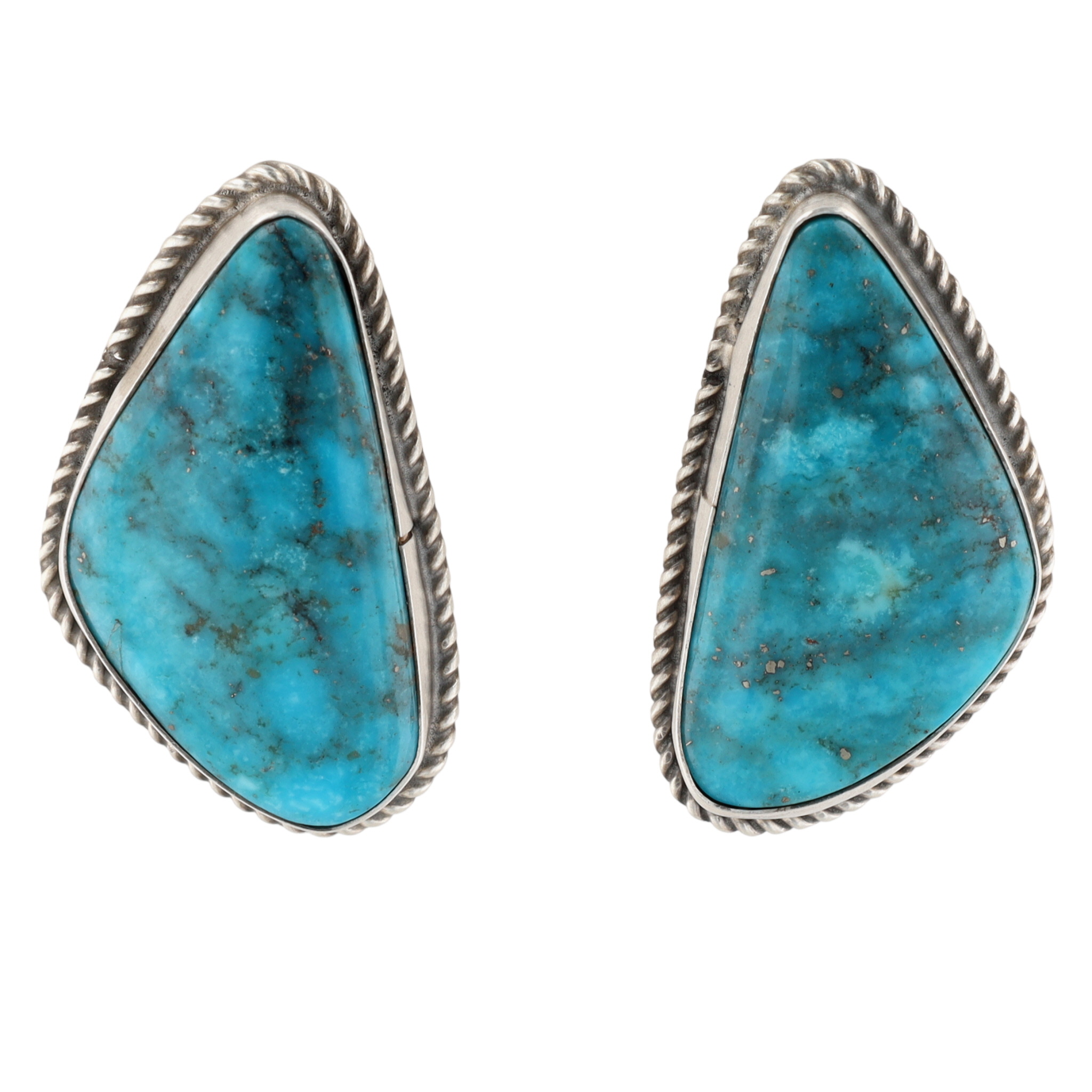 Donovan Nez Navajo Sterling Kingman Turquoise Earrings