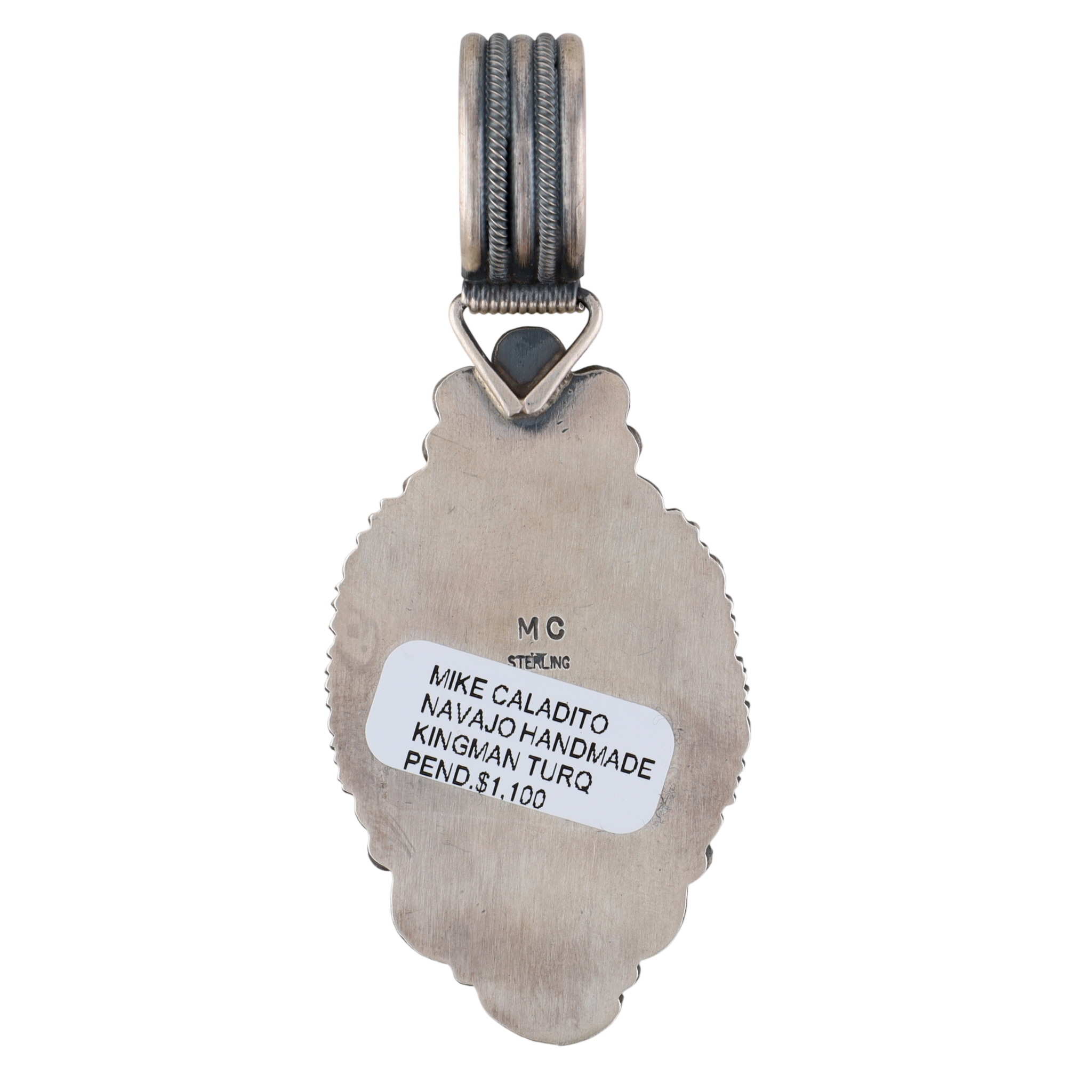 Michael Calladitto Navajo Sterling Kingman Turquoise Stamped Pendant
