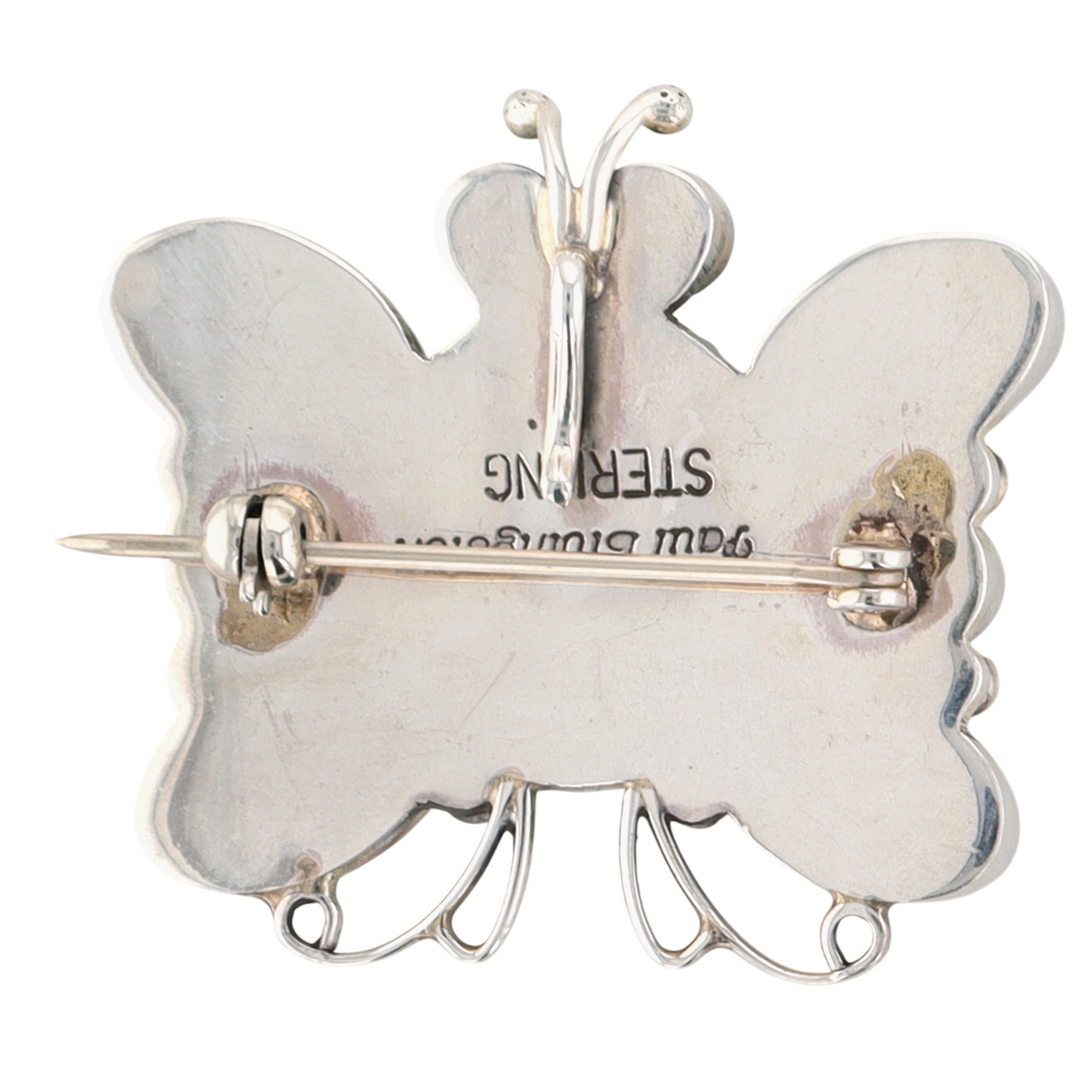 Paul Livingston Navajo Sterling Turquoise Butterfly Pendant/Brooch