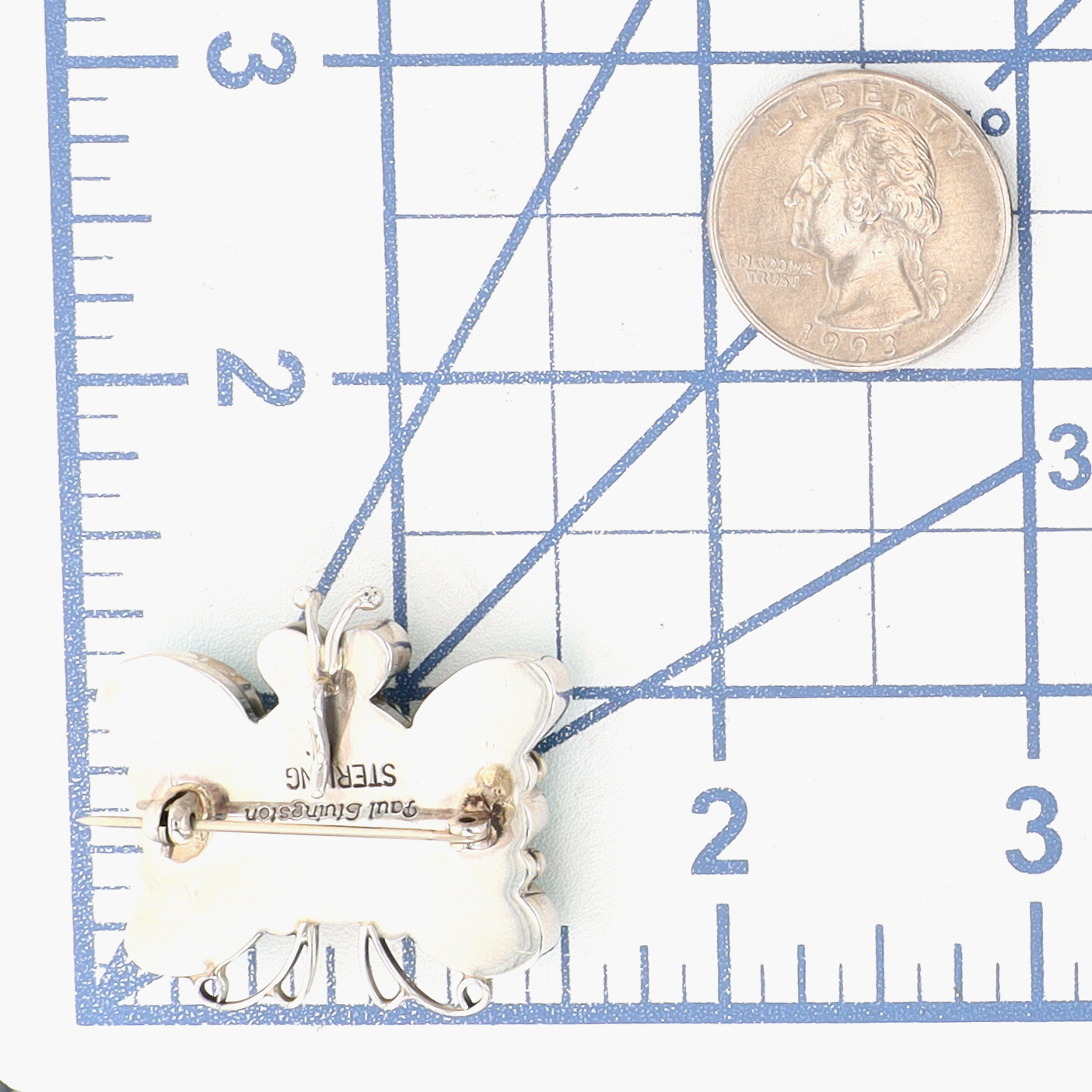 Paul Livingston Navajo Sterling Turquoise Butterfly Pendant/Brooch