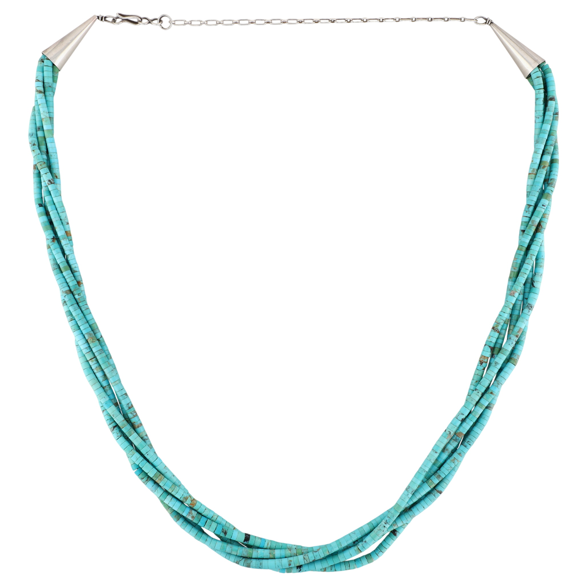 Vintage Santo Domingo Sterling Turquoise Multistrand Necklace