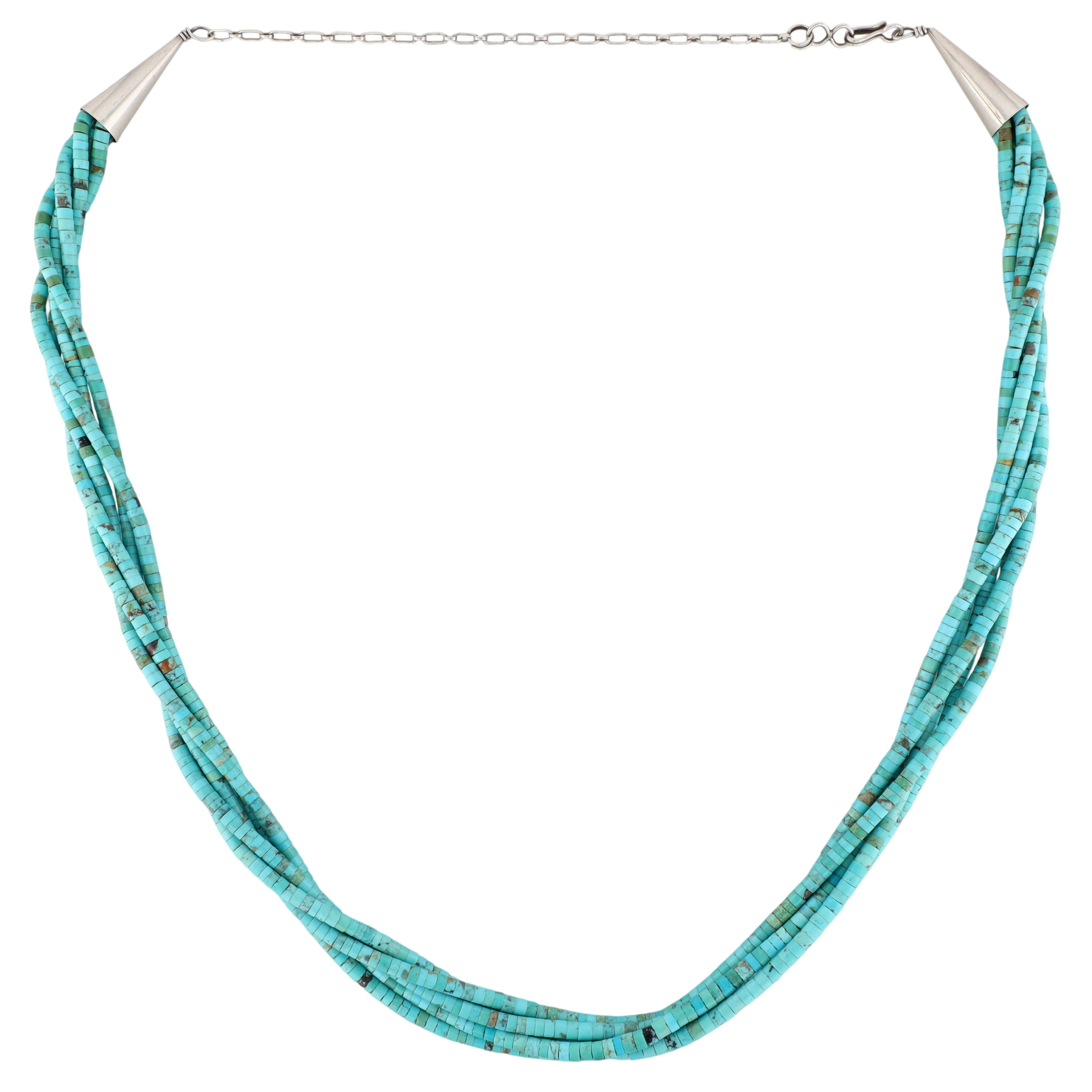 Vintage Santo Domingo Sterling Turquoise Multistrand Necklace