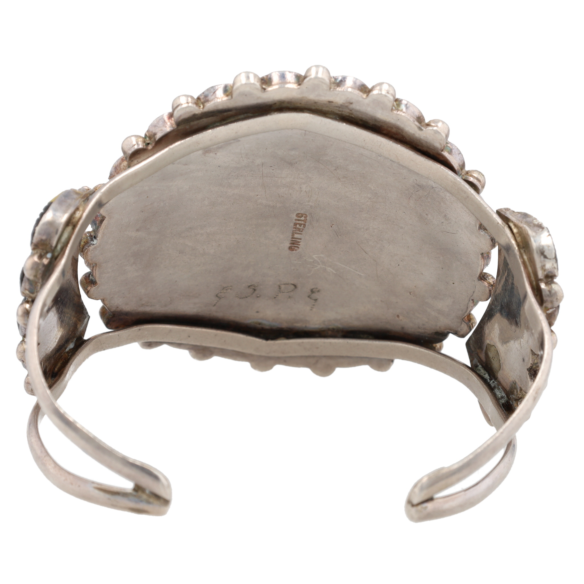 Vintage Zuni Sterling Carved Multi-Stone Inlay Sunface Cuff Bracelet