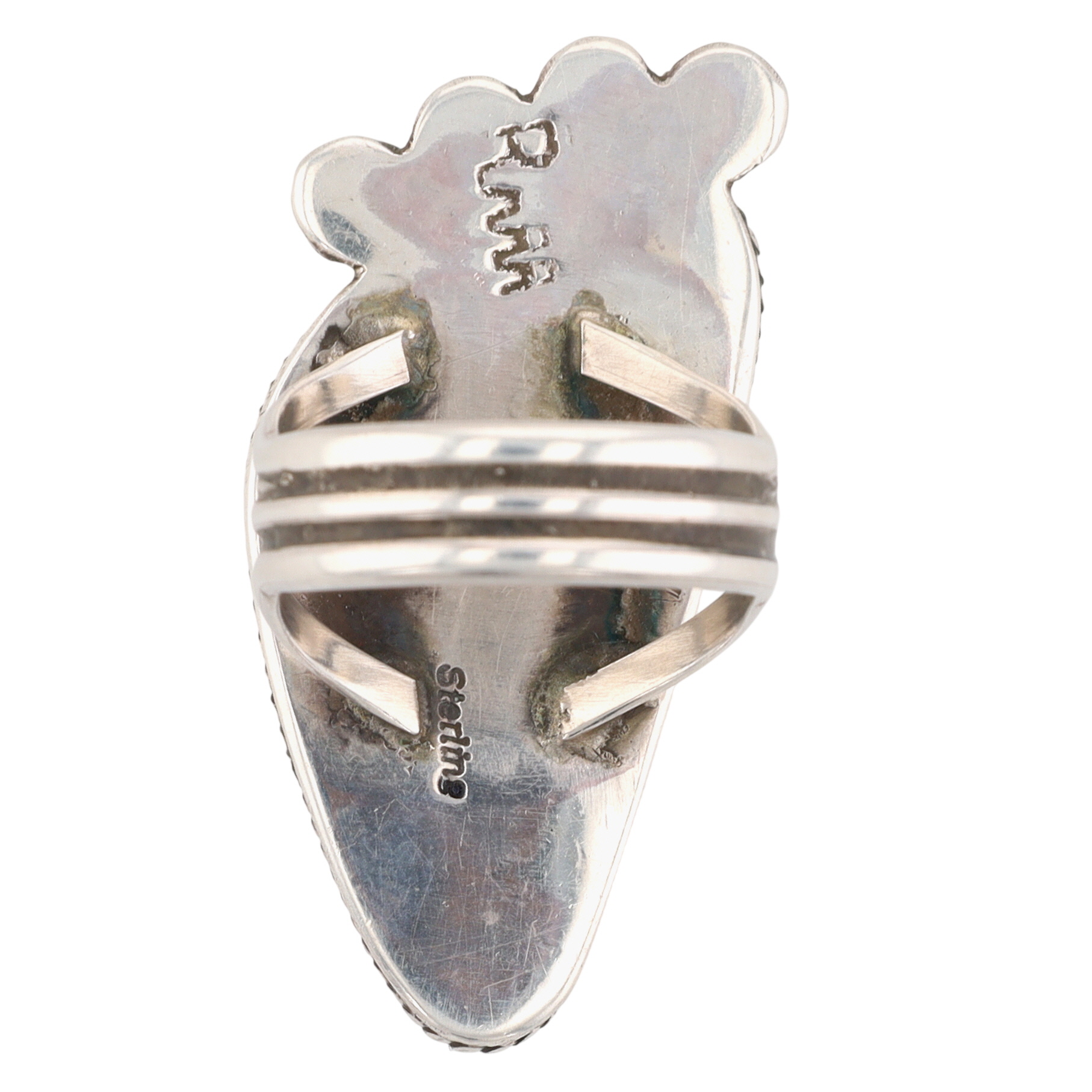 Redwater Navajo Sterling Lander Turquoise Spiny Oyster Ring Sz 8