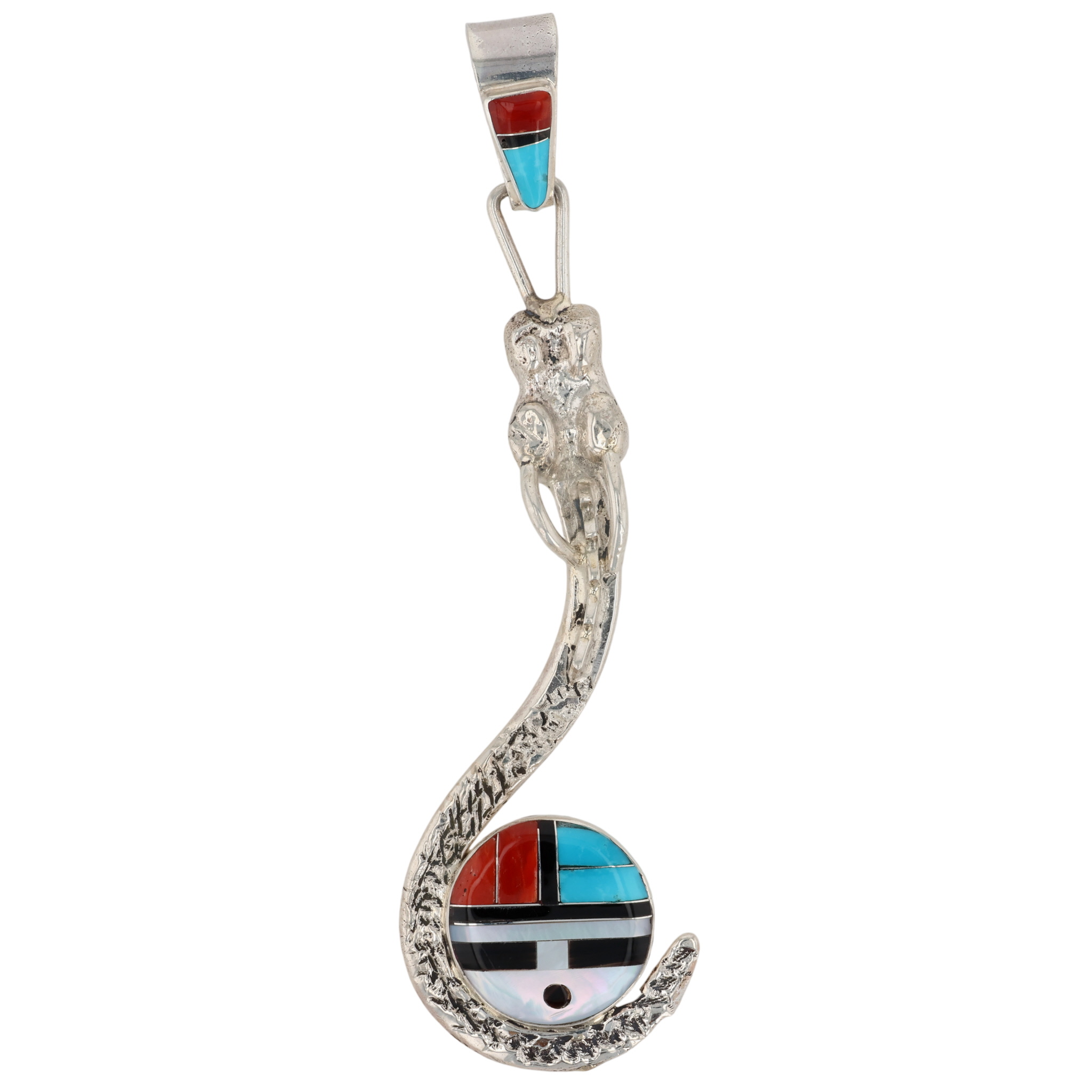 Don Dewa Zuni Sterling Multi-Stone Inlay Sunface Pendant