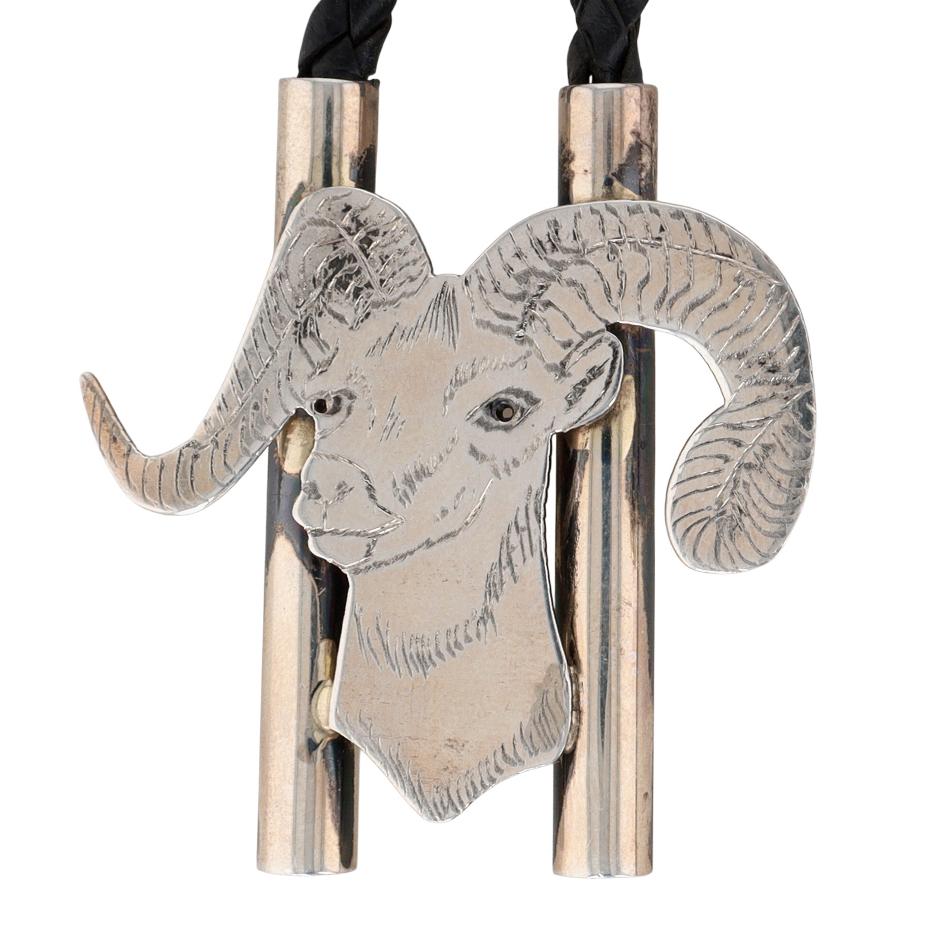 Award Winning Dale Edaakie Zuni Sterling Multi-Stone Inlay Ram Bolo Tie