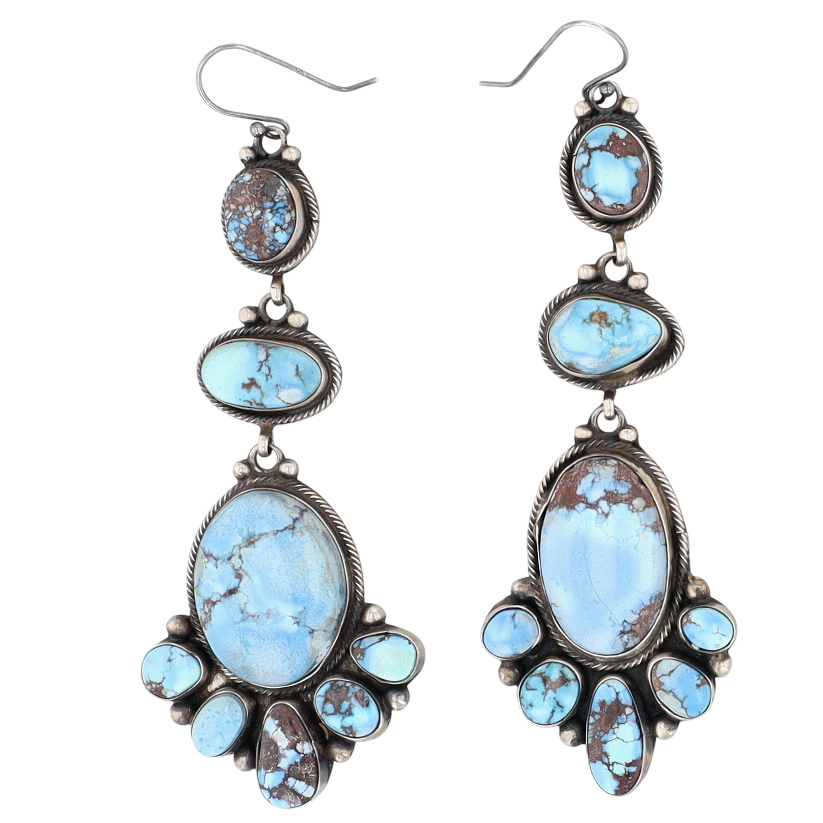 Eleanor Largo Navajo Sterling Golden Hills Turquoise Statement Earrings