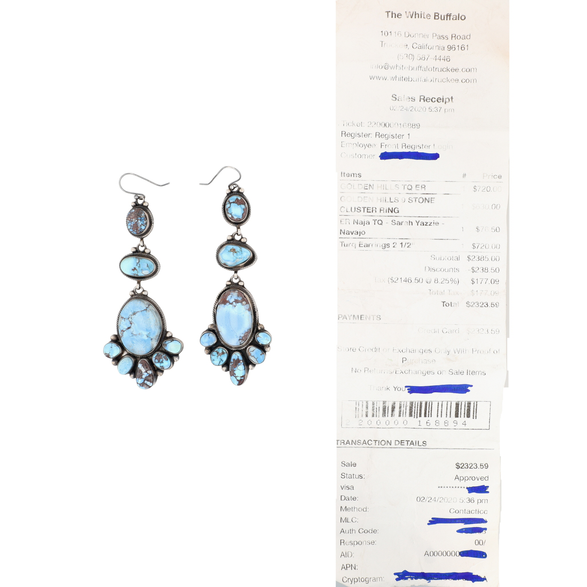 Eleanor Largo Navajo Sterling Golden Hills Turquoise Statement Earrings