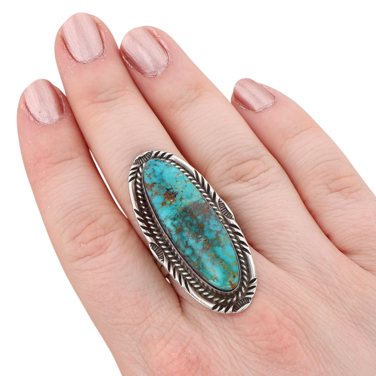 Vintage Navajo Sterling Turquoise Ring Sz 9