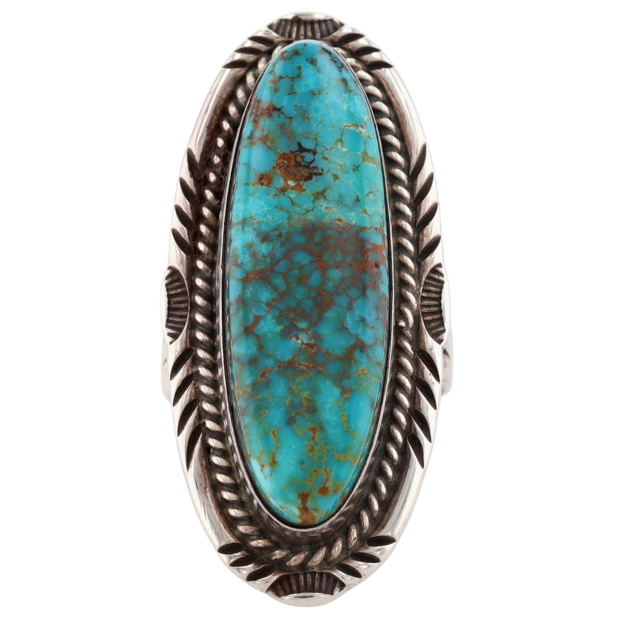 Vintage Navajo Sterling Turquoise Ring Sz 9